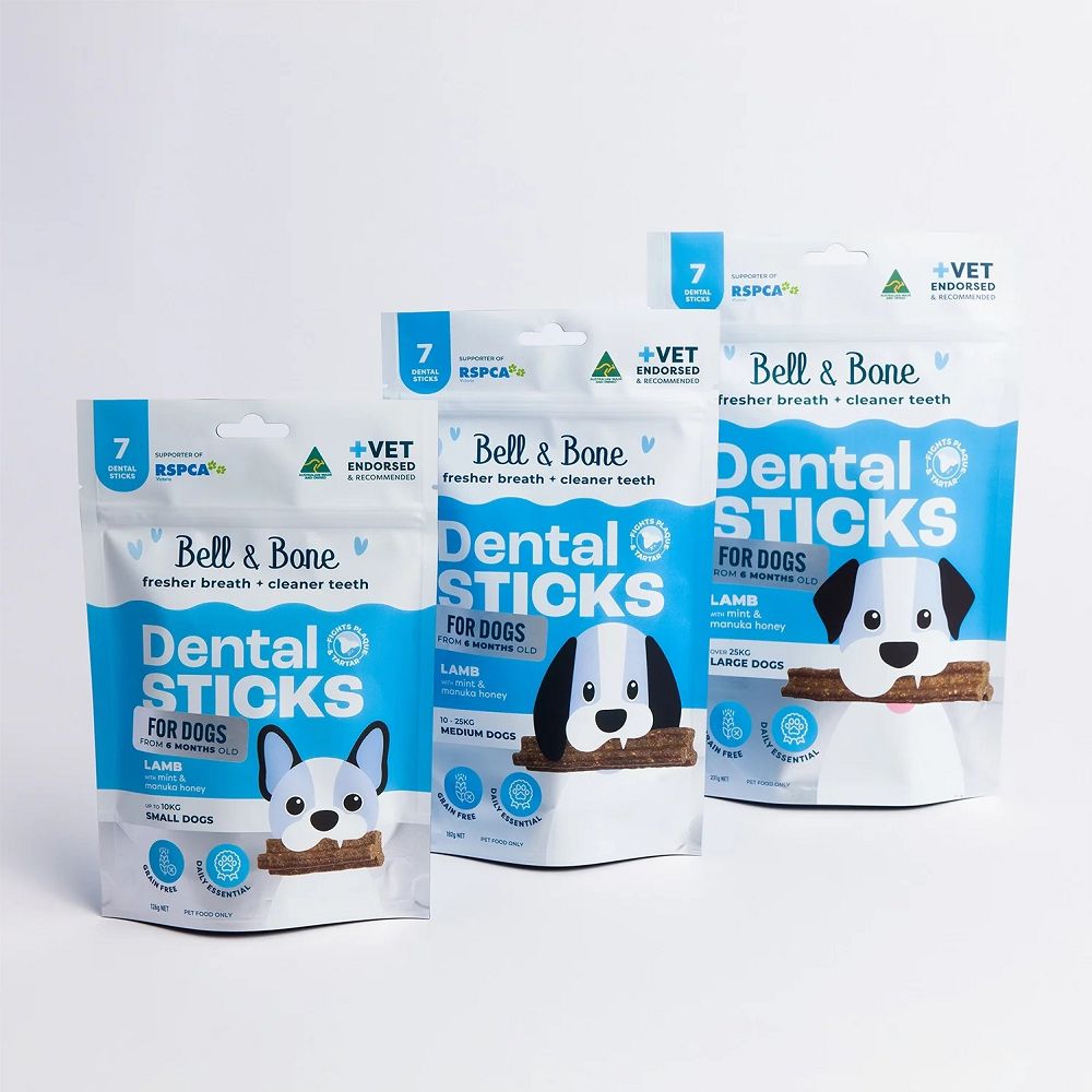 Bell & Bone Lamb with Mint & Manuka Honey Dental Chews for Dogs - Natural Teeth Cleaning Treats for Fresh Breath & Oral Health - Perfect for Small, Medium & Large Breeds