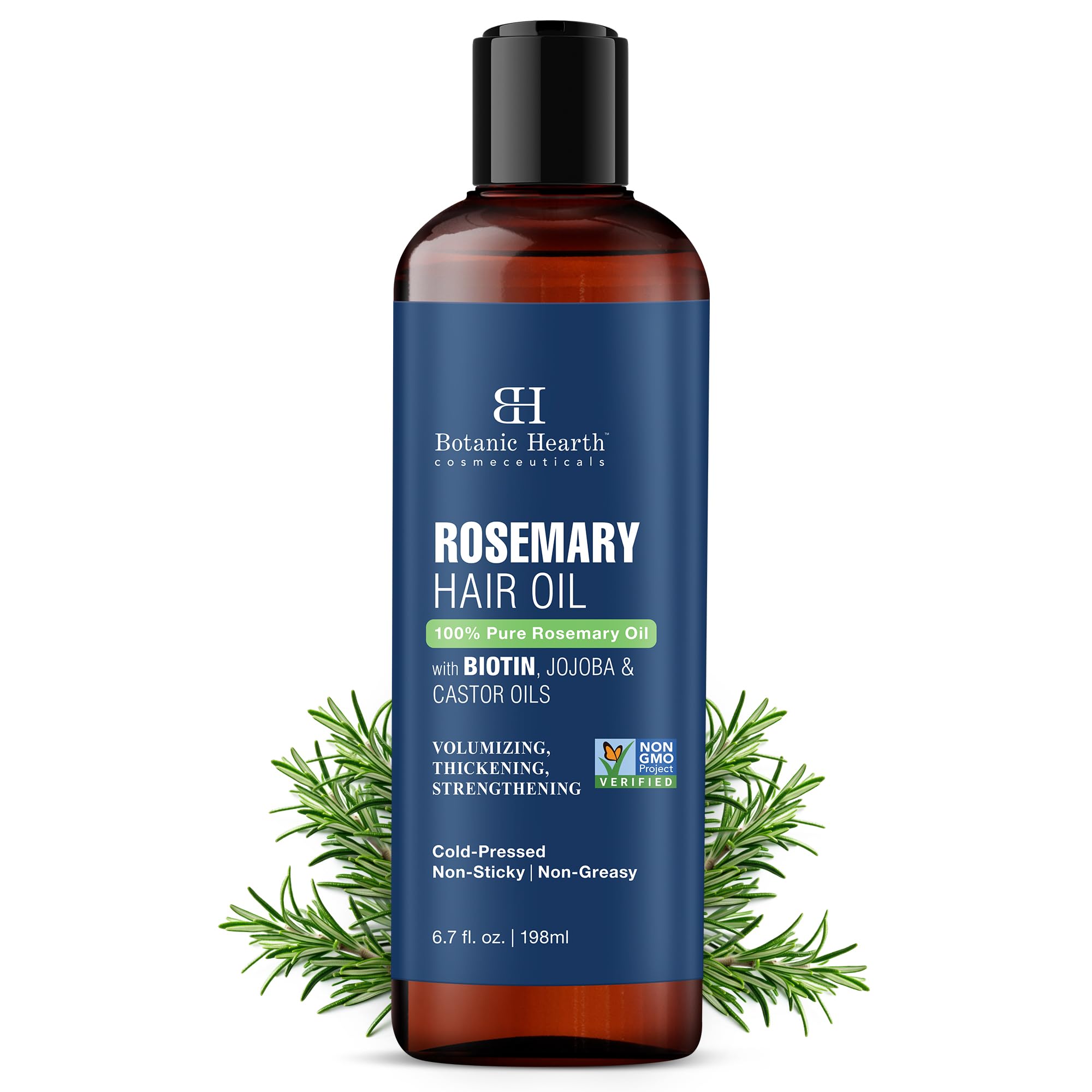 Botanic Hearth 100% Pure Rosemary Essential Oil for Hair Growth & Scalp Care | Natural Hair Loss Treatment to Strengthen & Nourish Hair | Promotes Thicker, Healthier Hair Growth | 6.7 fl oz | Perfect for DIY Hair Masks, Scalp Massages & Aromatherapy