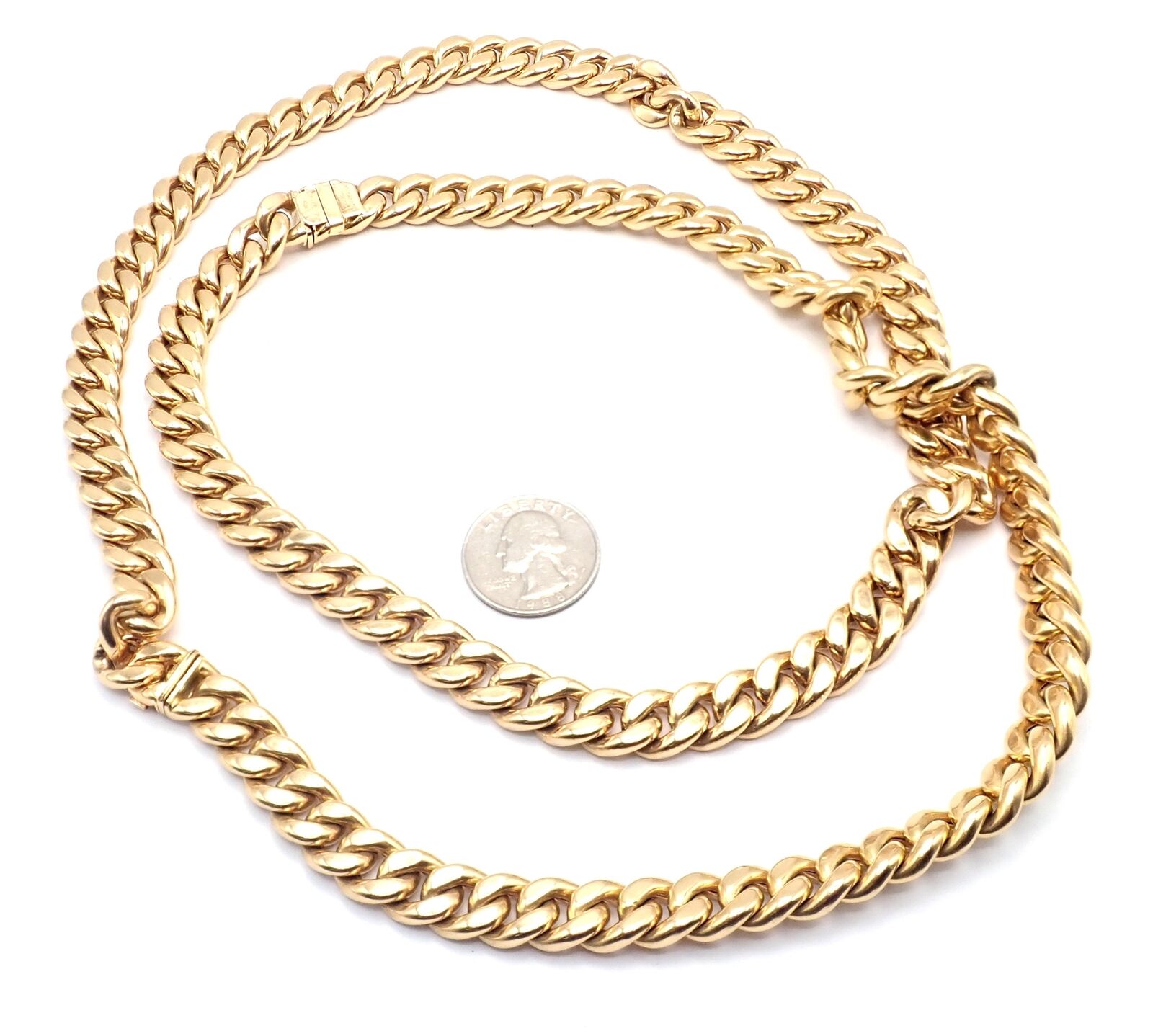 Authentic Bvlgari Bulgari 18k Yellow Gold Curb Link Long Necklace Set - Luxury Italian Jewelry for Women, Perfect for Weddings & Special Occasions