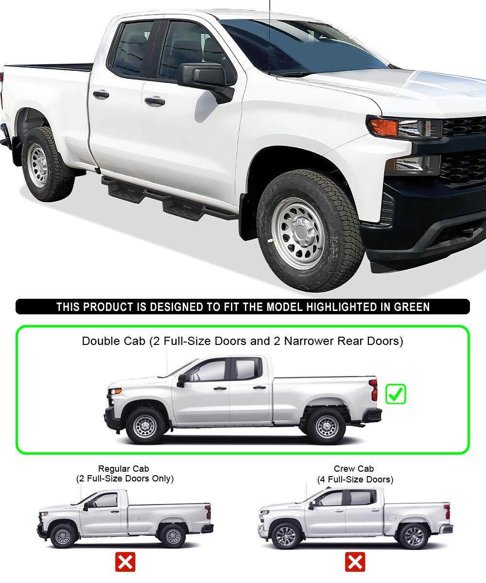 APS Stainless Steel Running Boards for Chevy Silverado & GMC Sierra 1500 2019-2025, 2500/3500 2020-2025 - Extended Cab Compatible (Excludes 1500 LD Models) | Durable Side Steps for Easy Truck Access & Off-Road Adventures