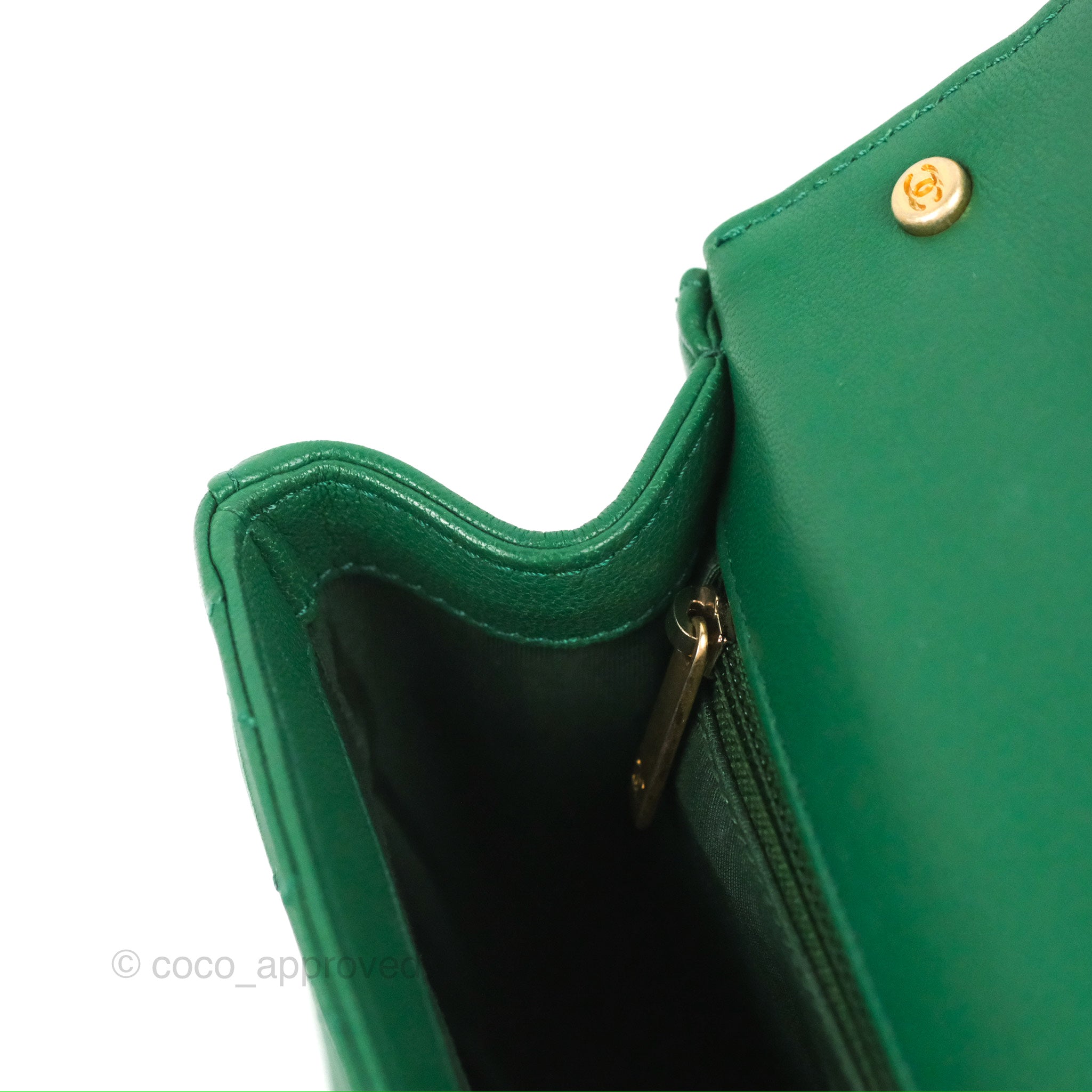 Chanel Chain Infinity Top Handle Bag - Green Lambskin Leather with Aged Gold Hardware - Luxury Crossbody Shoulder Bag for Women, Perfect for Parties, Weddings & Evening Events