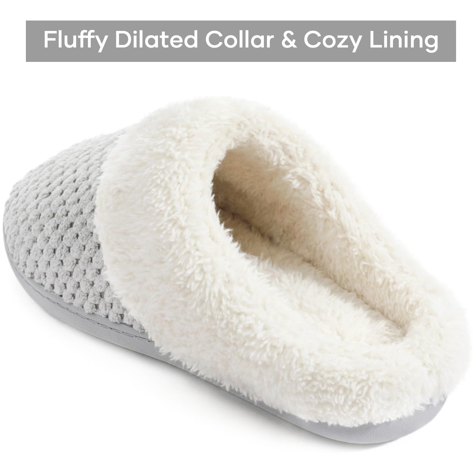 ULTRAIDEAS Women's Cozy Fleece House Slippers with Memory Foam - Soft Indoor Outdoor Slip-On Shoes for Home, Office & Travel - Warm Winter Comfort for Relaxation & Lounge Wear