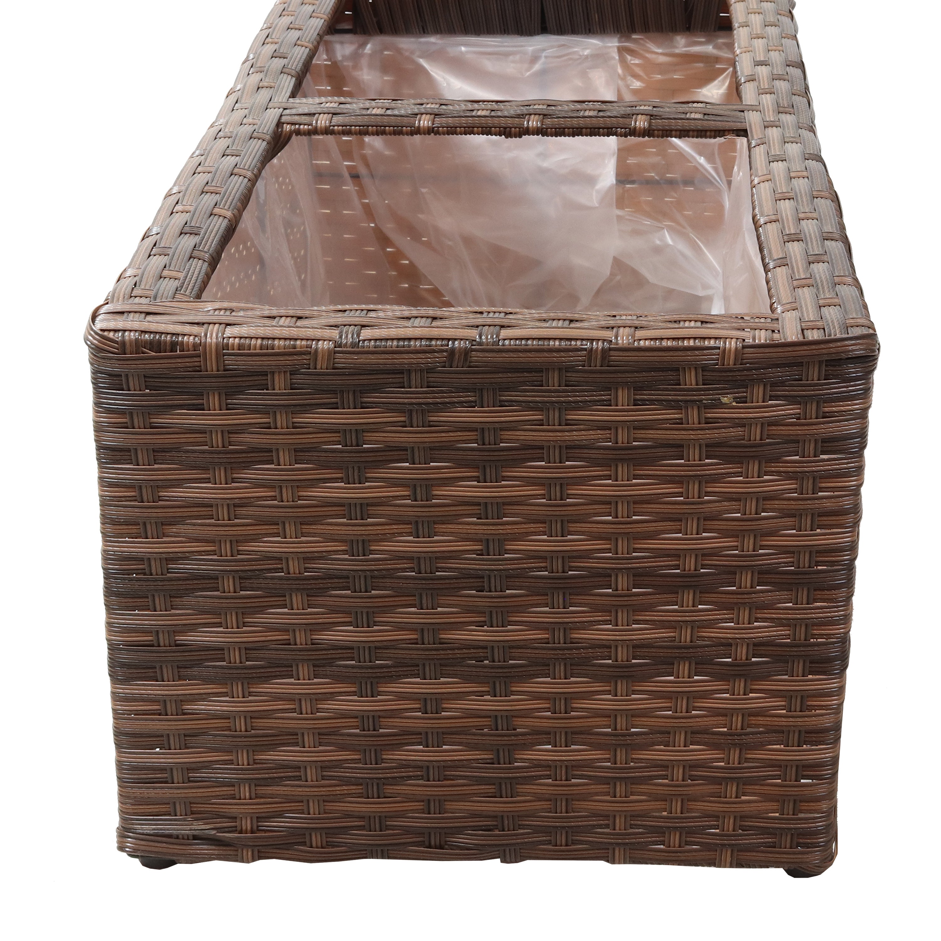 Sunnydaze 2-Piece Set of Modern Rectangle Indoor Planters - Durable Polyrattan Material for Home, Office & Garden Decor - Perfect for Living Room, Patio or Balcony Plants