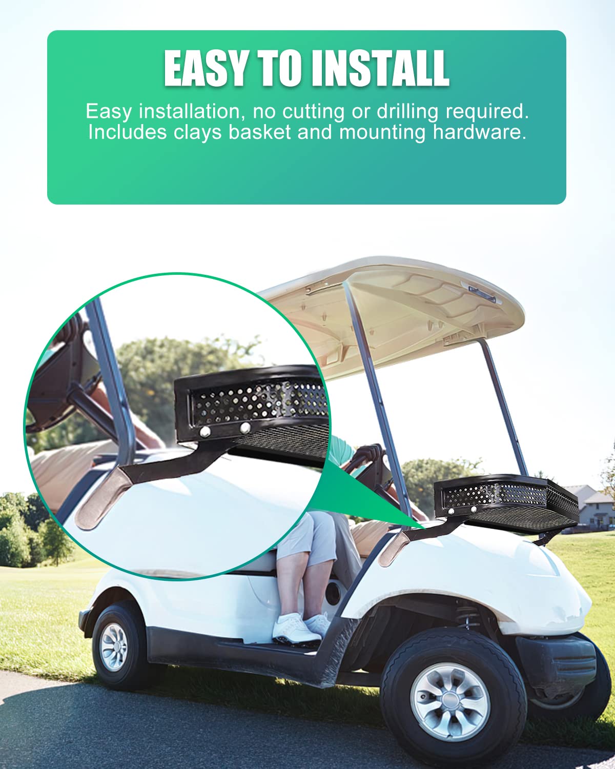 Heavy Duty Steel Mesh Front Basket for EZGO TXT Golf Cart - Black Storage Organizer with Mounting Brackets | Perfect for Golf Gear, Coolers & Accessories | Golf Course & Outdoor Use