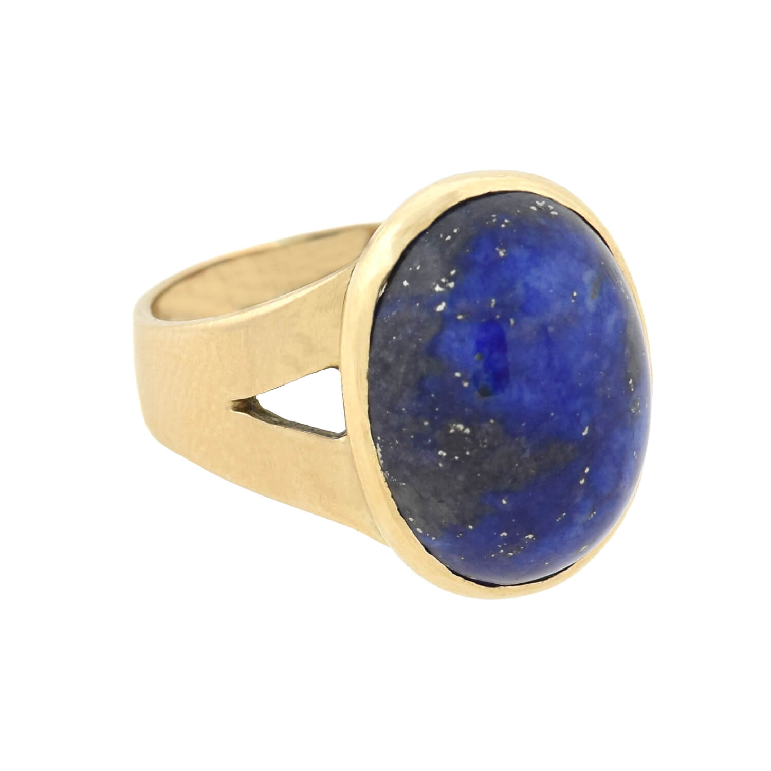 Vintage 14K Gold Lapis Lazuli Cabochon Ring for Women - Handmade Blue Stone Jewelry Gift for Birthday, Anniversary & Special Occasions