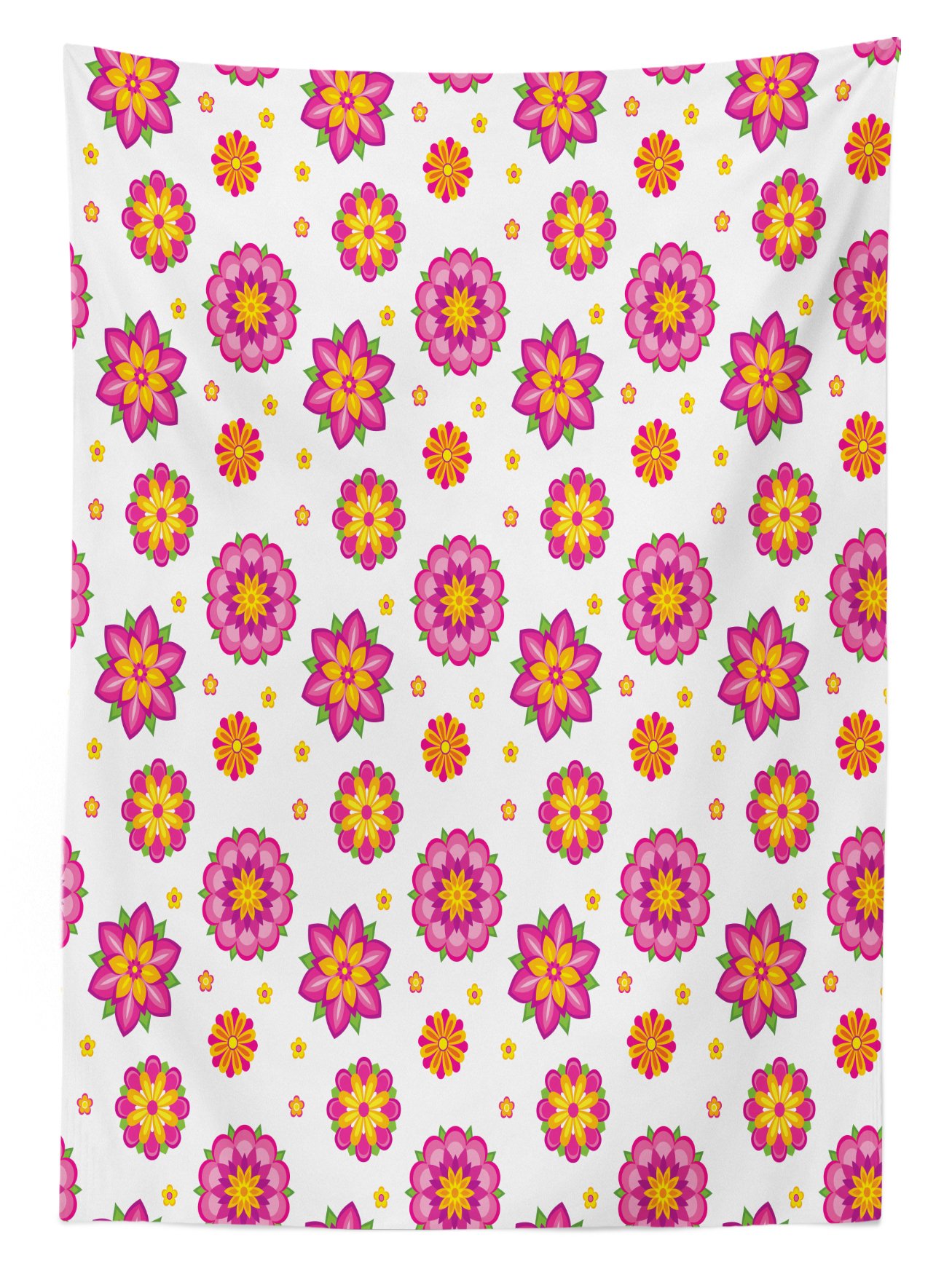 Ambesonne Floral Outdoor Tablecloth - Orange, Pink, Yellow Spring Bloom Design, Washable Picnic Table Cover 58x104 Inches - Perfect for Garden Parties, BBQs, and Outdoor Dining Decor