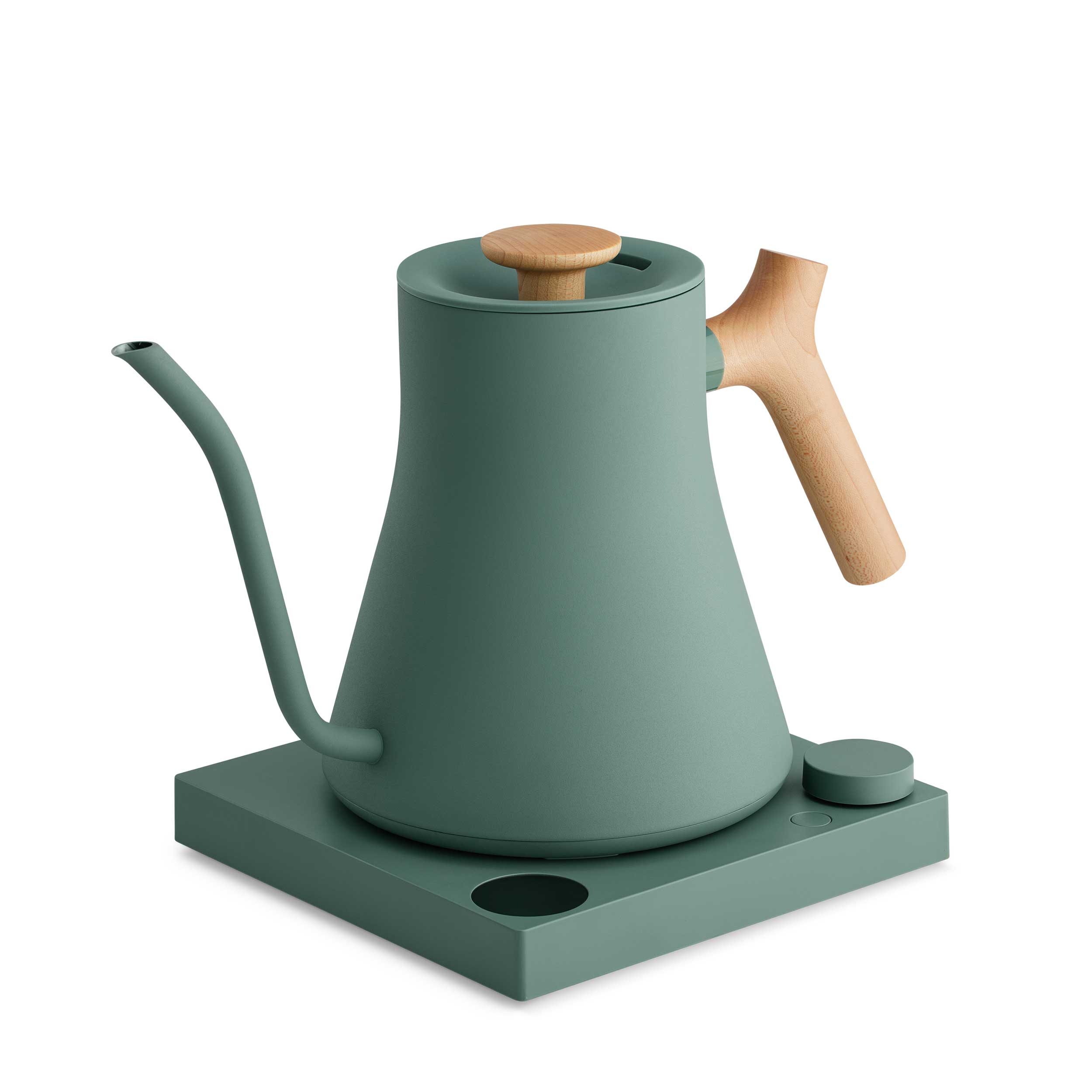 Fellow Stagg EKG Pro Electric Gooseneck Kettle - Precision Pouring, Fast Heating, Variable Temperature Control (Smoke Green with Maple Wood Handle) - Perfect for Coffee, Tea & Pour Over Brewing at Home or Office
