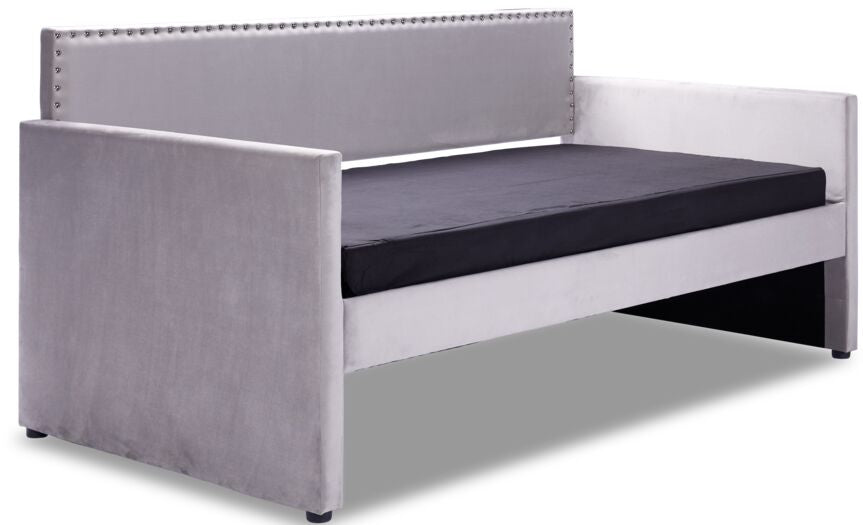 Modern Grey Carver Daybed - Convertible Sofa Bed for Small Spaces, Guest Room & Living Room | Comfortable & Stylish Sleeper Solution for Apartments, Dorms & Home Offices