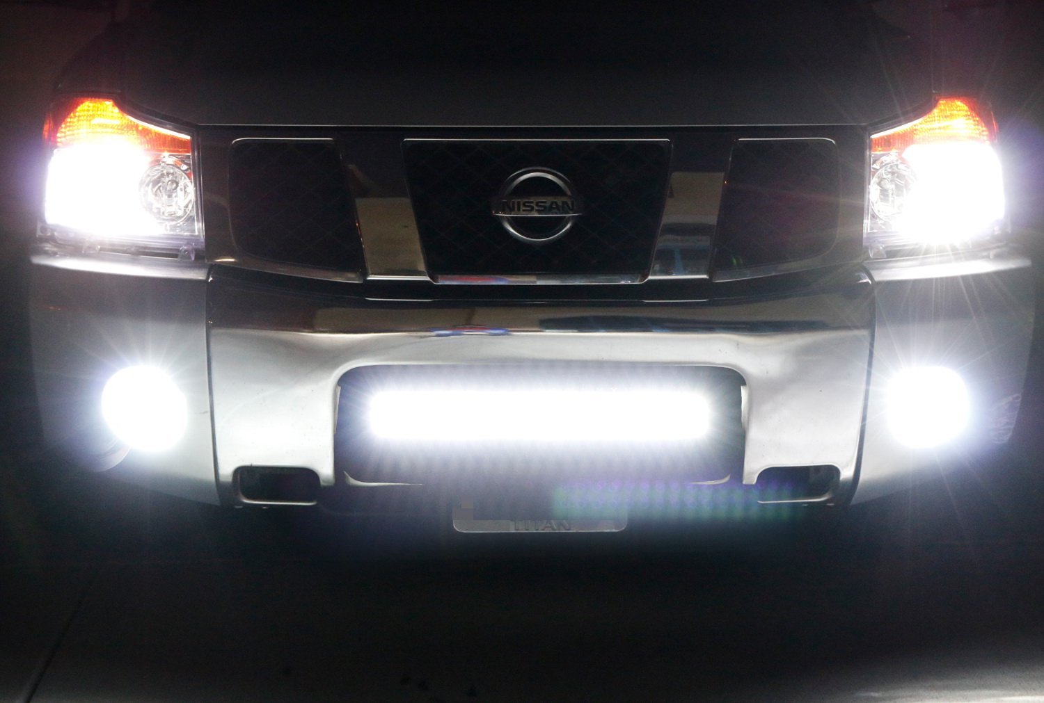 120W 20 LED Light Bar with Lower Bumper Mounting Bracket & Wiring Harness Kit - Compatible with Nissan Titan - Off-Road, Truck, SUV Lighting for Night Driving & Outdoor Adventures