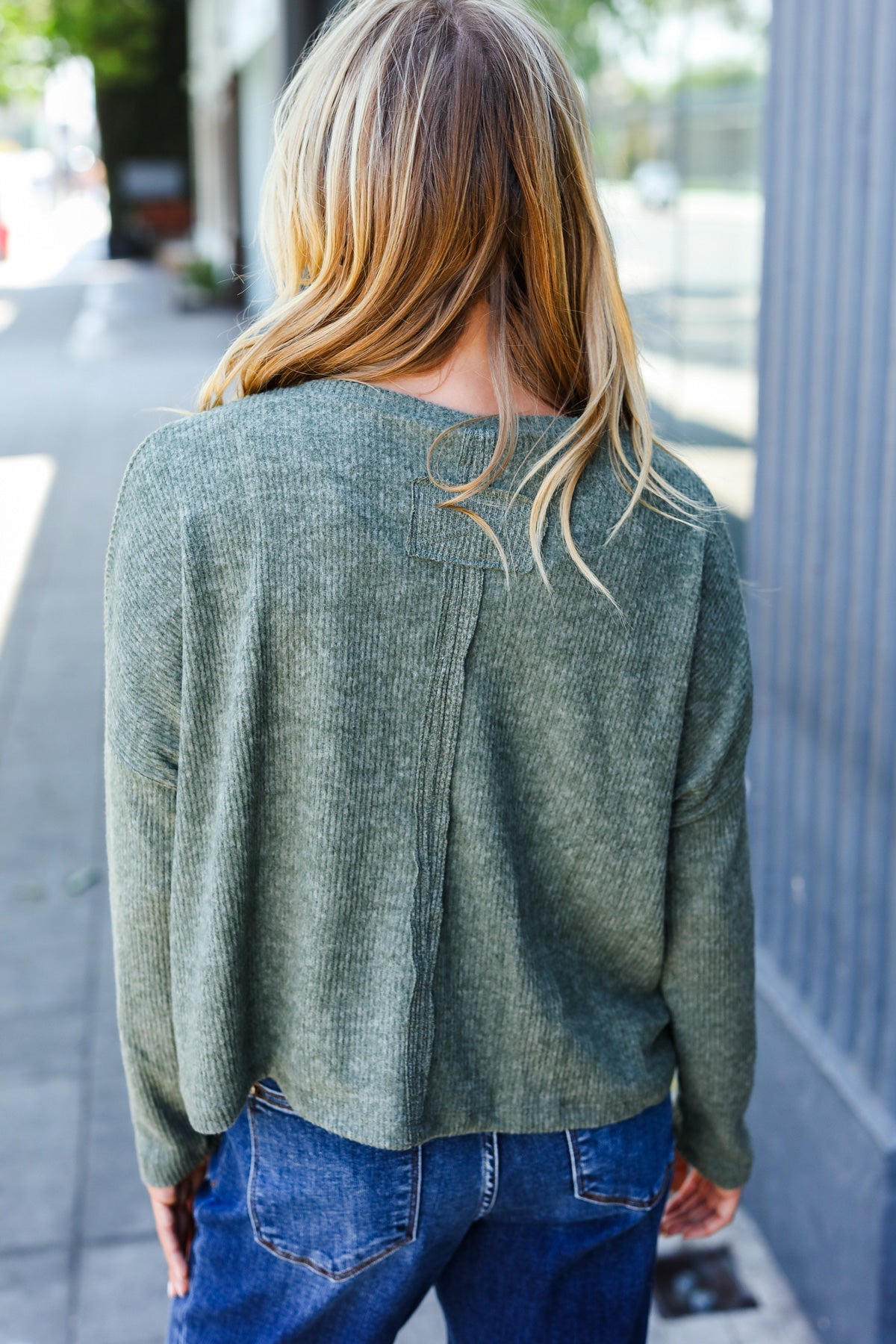 Olive Ribbed Dolman Cropped Sweater for Women | Trendy Casual Pullover | Perfect for Fall Layering & Coffee Dates