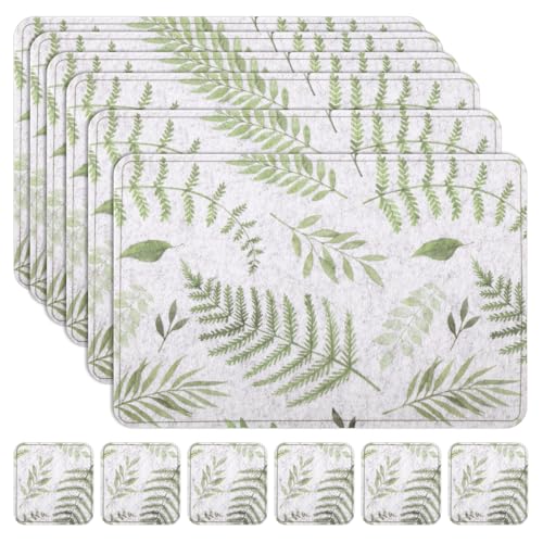 Beige Cotton Blend+green Leaves