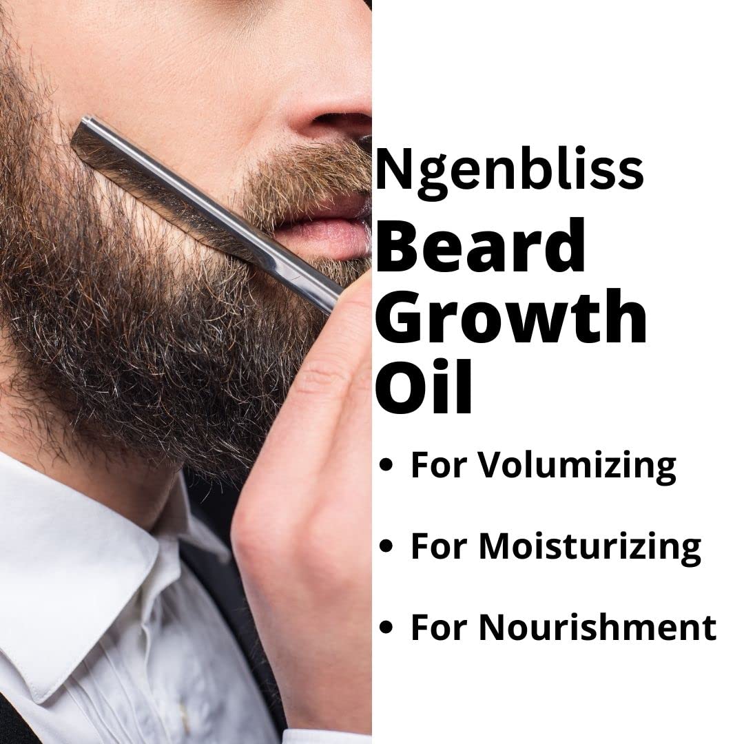 Ngenbliss Beard Growth Oil - Natural Formula for Thicker, Fuller Beard with Powerful Extracts | Moisturizes & Nourishes Facial Hair | Perfect for Daily Grooming & Styling
