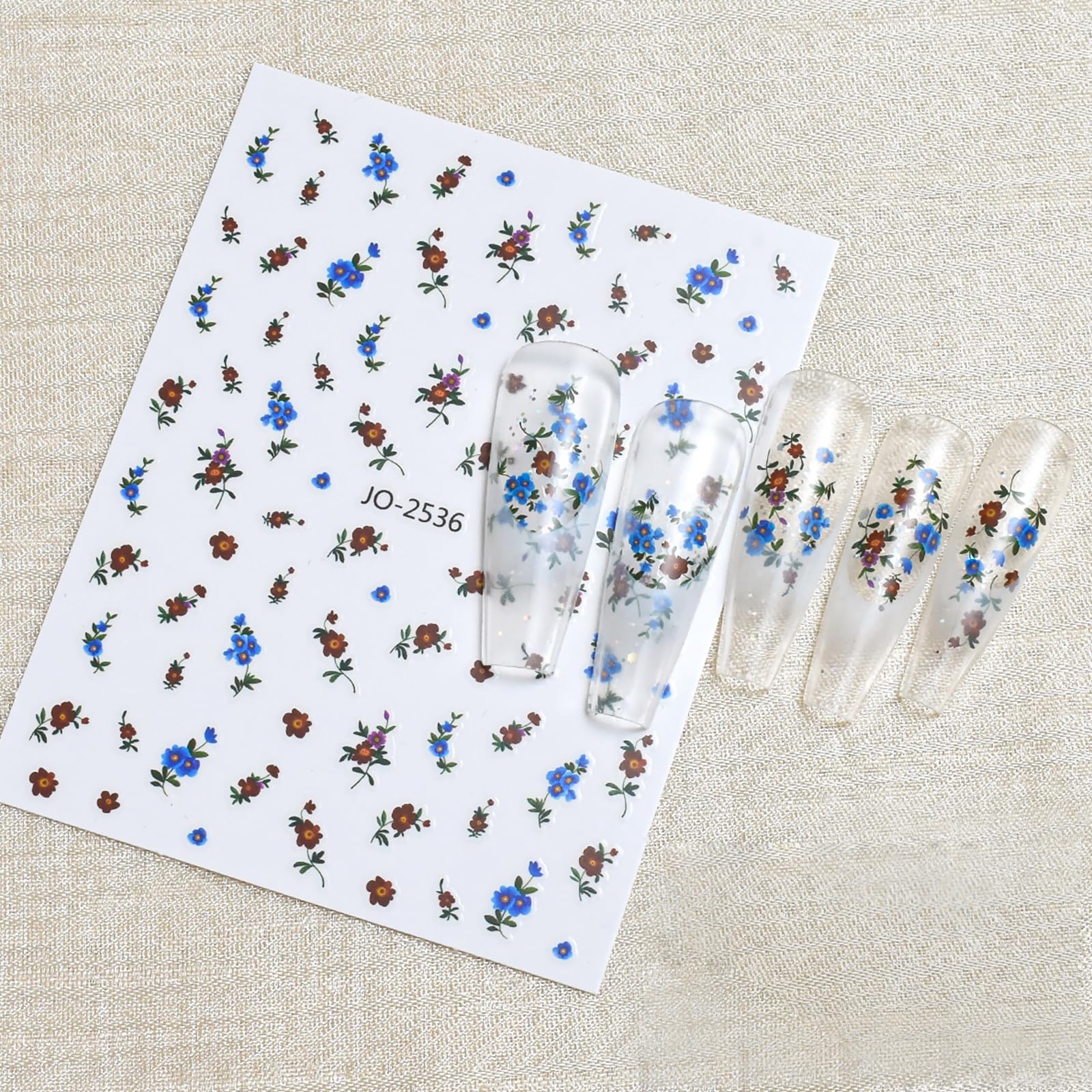 6 Sheets 3D Flower Nail Art Stickers, Self-Adhesive Floral Decals for DIY Nail Decoration - Perfect for Manicures, Pedicures, and Nail Art Designs
