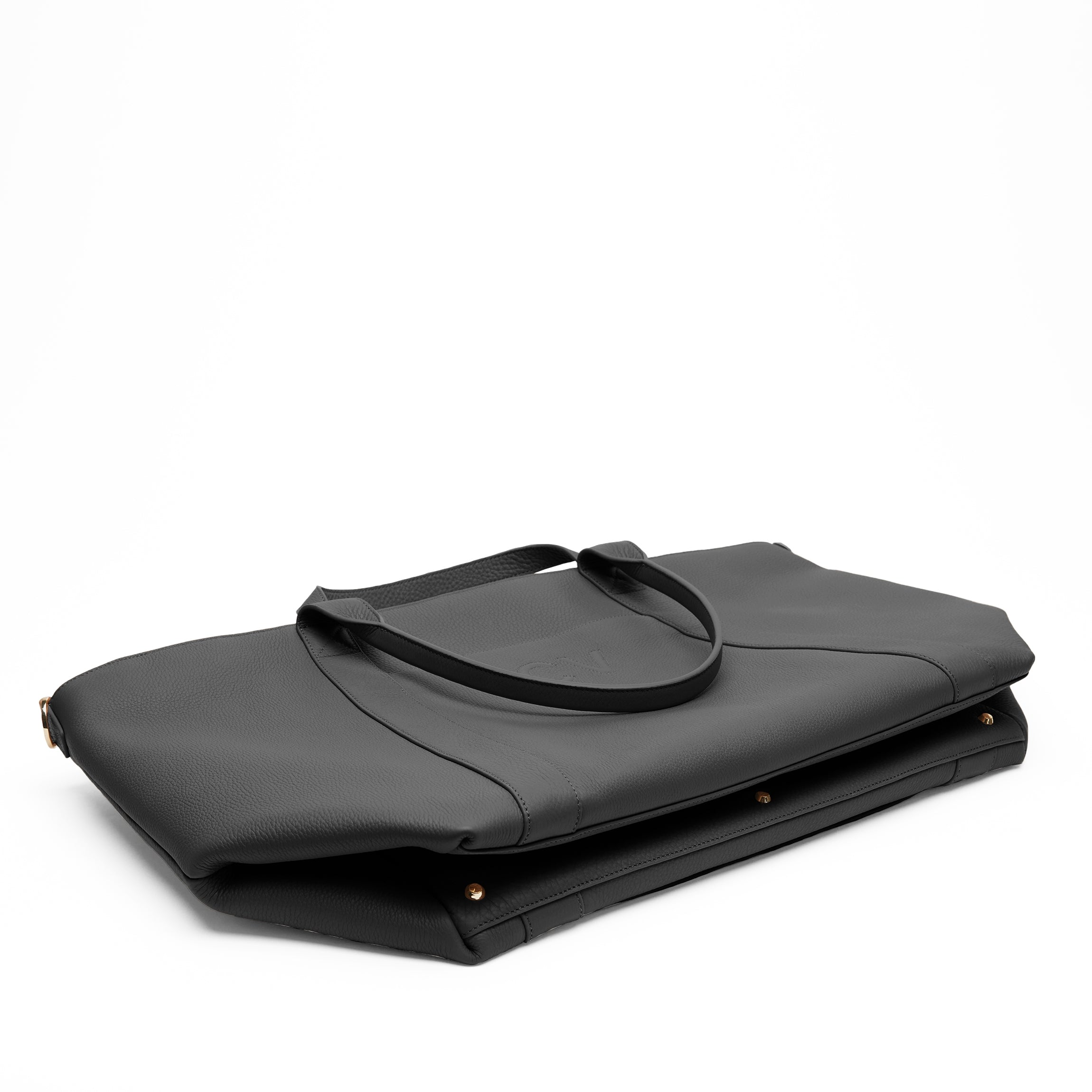 Premium Black Pebble Leather Transit Travel Tote Bag - Stylish Carryall for Work Commute, Gym & Weekend Getaways