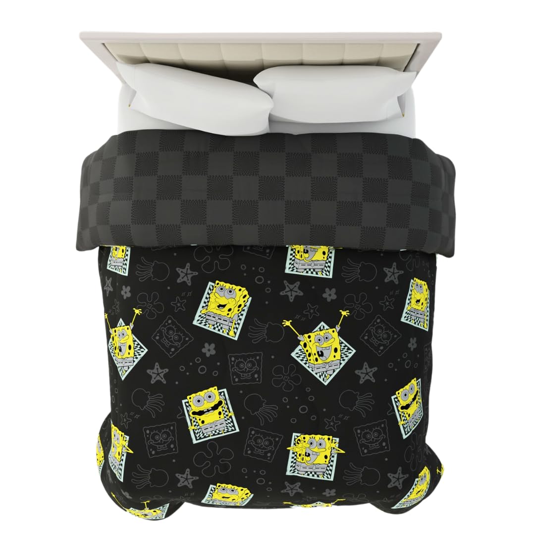 Spongebob Squarepants Officially Licensed Queen Size Reversible Comforter - Super Soft Microfiber Bedding Set for Kids & Adults - Perfect for Themed Bedrooms, Sleepovers, and Cartoon Lovers