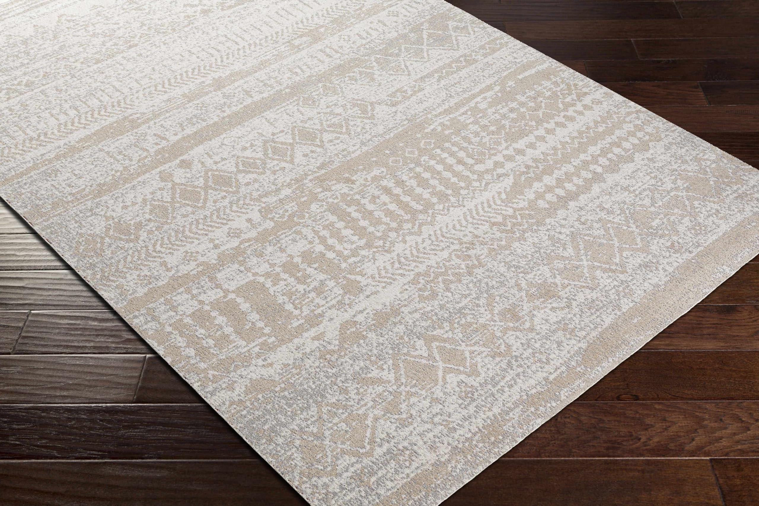 Hauteloom Tupsan Machine Washable Area Rug - Soft & Durable for Living Room, Bedroom - Beige & Gray - 9'3