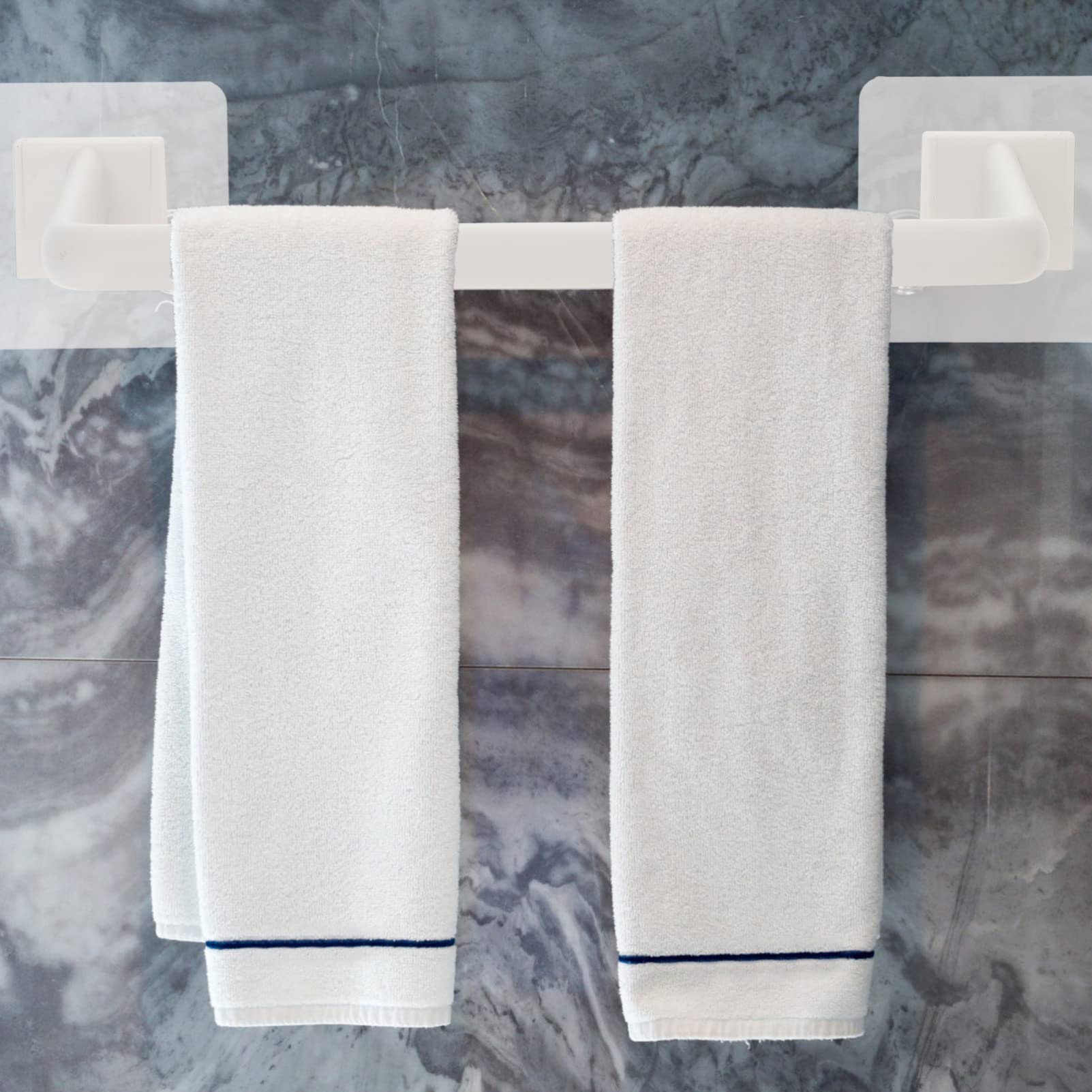 Zerodeko No Trace Adhesive Towel Rack - Wall Mounted Bathroom Towel Organizer, White - Perfect for Shower, Kitchen & Small Space Storage