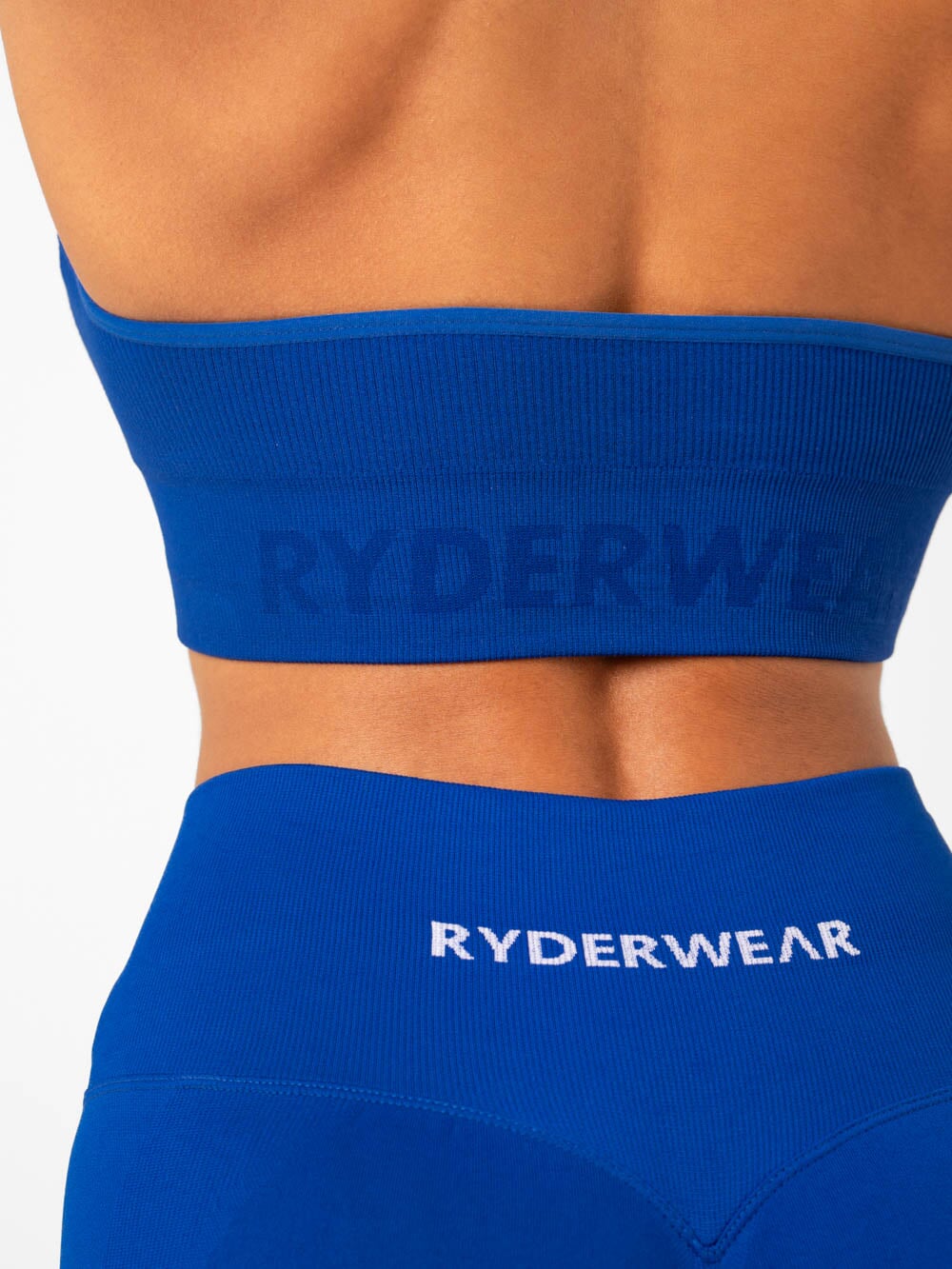 High Support Lift Rib Seamless Halter Sports Bra for Women - Cobalt Blue - Perfect for Yoga, Running & Gym Workouts