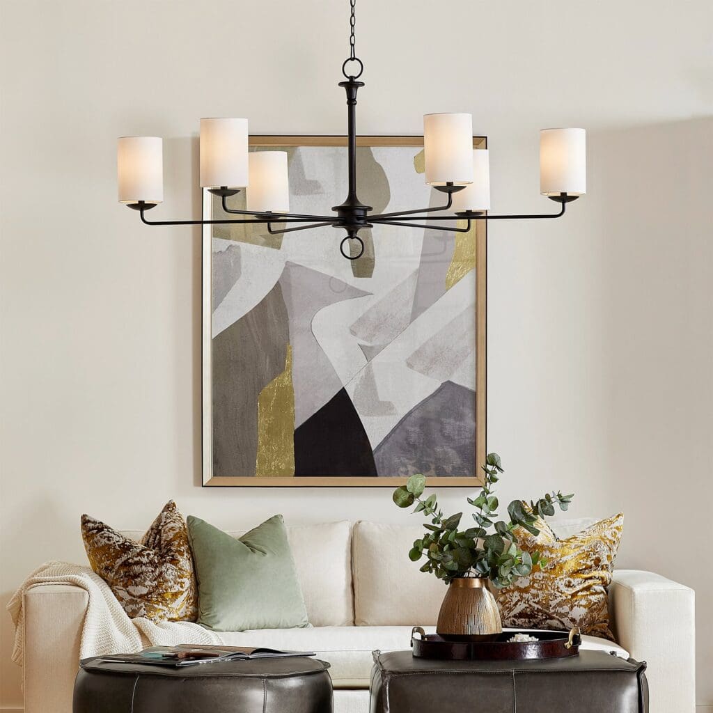 Cyan Design 11433 Ginevra Black Chandelier - Elegant Modern Ceiling Light Fixture for Dining Room, Living Room & Bedroom Lighting