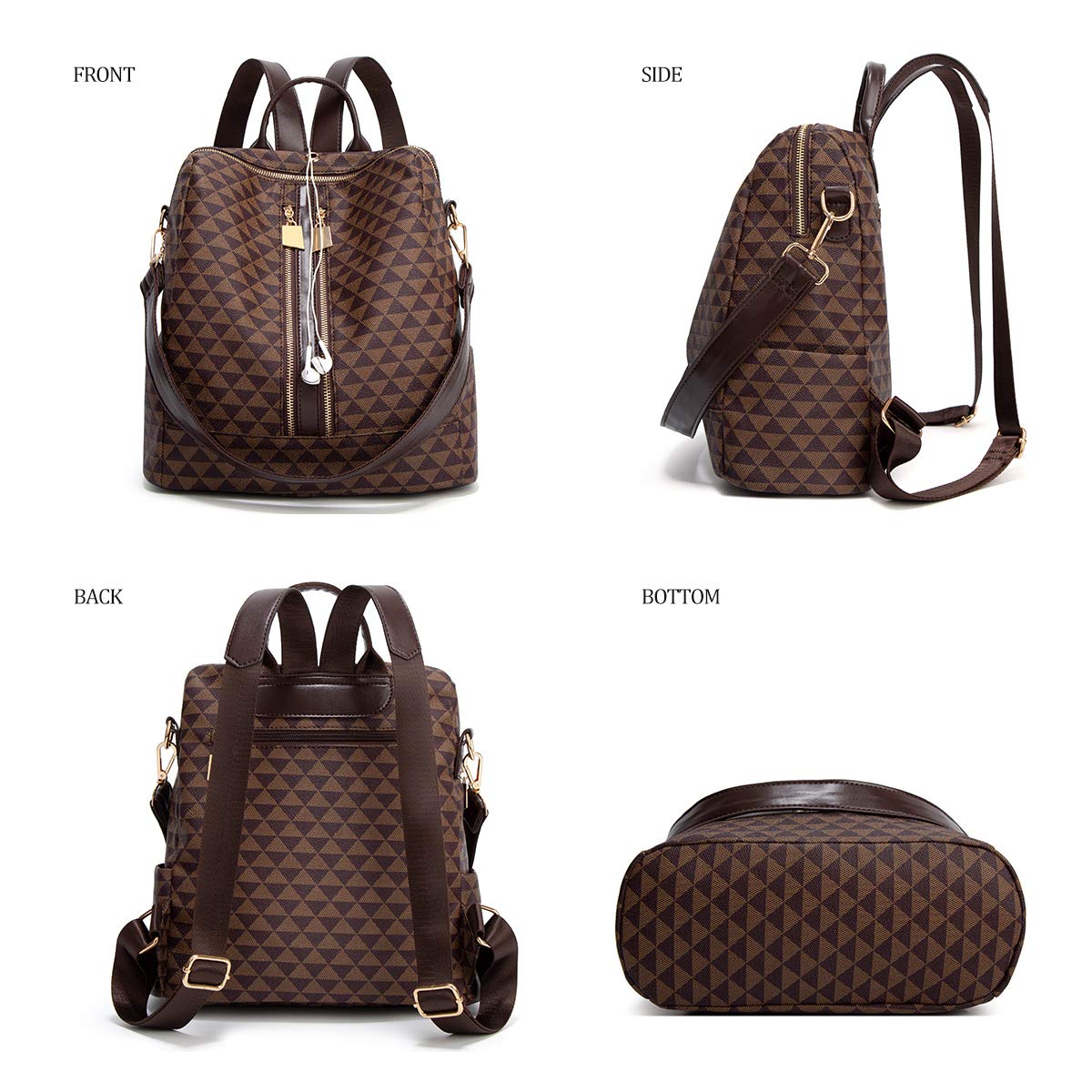 Stylish Convertible PU Leather Backpack Purse for Women - 2-in-1 Travel Satchel & Handbag Set (Perfect for Work, Travel & Everyday Use)