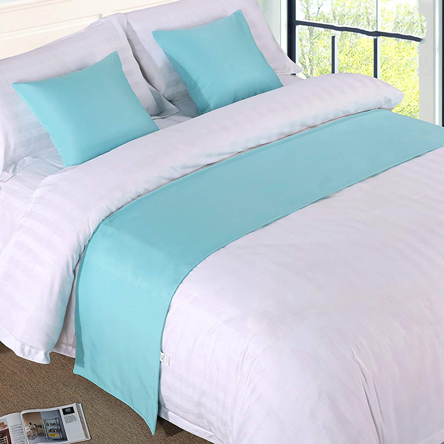 King Size Bed Runner Scarf - 1 Piece Cotton Linen Bedspread Coverlet for Hotel & Home Bedding - Perfect for Foot of Bed Decoration, Queen & King Size Beds - Ideal for Bedroom Makeover, Guest Room Styling, and Luxury Hotel Decor