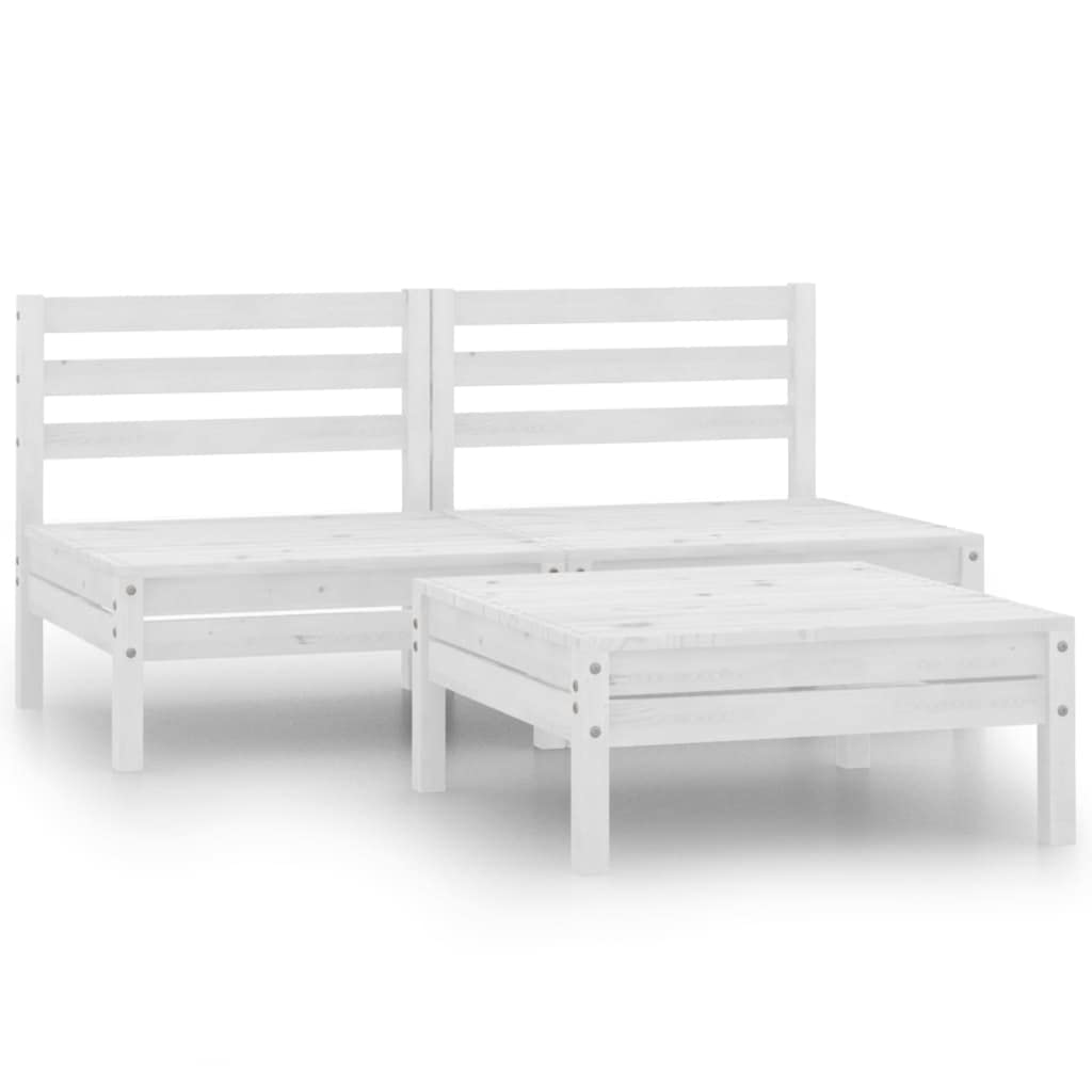 3-Piece All-Weather Patio Lounge Set - Outdoor Furniture for Terrace, Deck, Balcony, Garden & Lawn - Solid Pinewood White - Perfect for Relaxing, Entertaining & Outdoor Dining