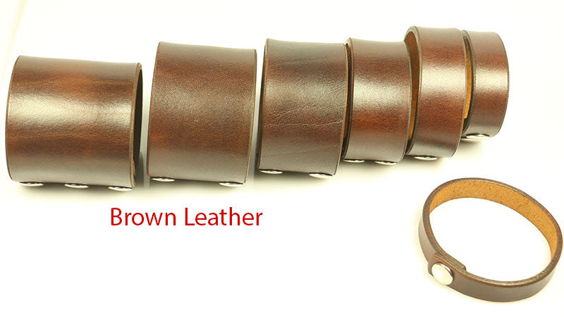 Plain Brown 2 Inch Wide Genuine Leather Wristband for Men & Women - Perfect for Casual Wear, Outdoor Activities & Fashion Accessories