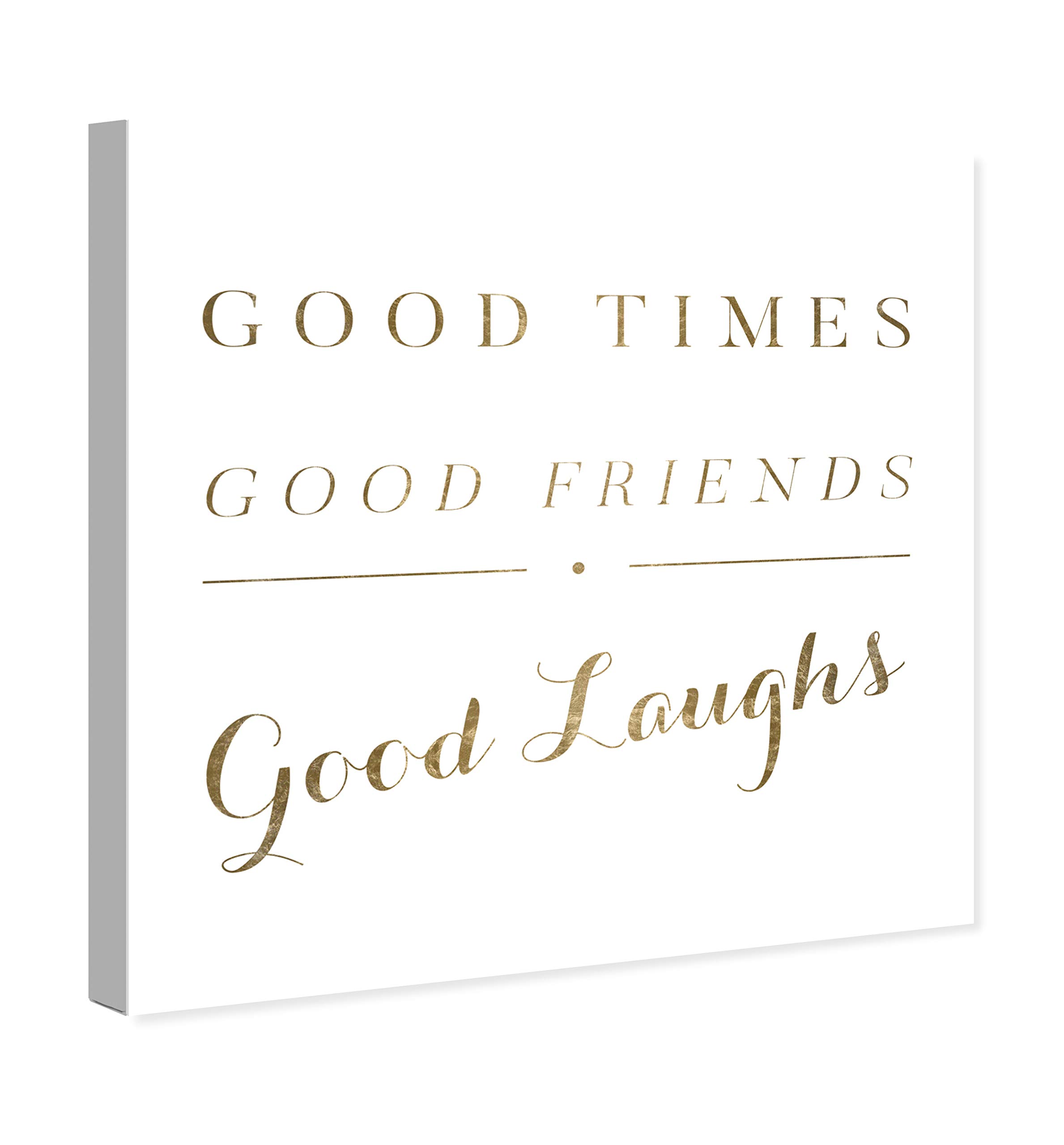 Oliver Gal Artist Co. 'Good Times' Typography Wall Art Canvas Print - 24x24 Inches, Gold & White - Perfect for Living Room, Bedroom, and Office Décor