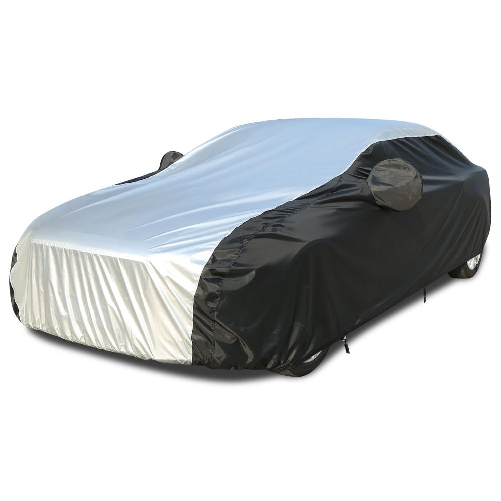 Waterproof All-Weather Car Cover for Outdoor Protection - Rain, Sun & Snow Resistant with PU Sealed Tape - Universal Fit for Sedans (201