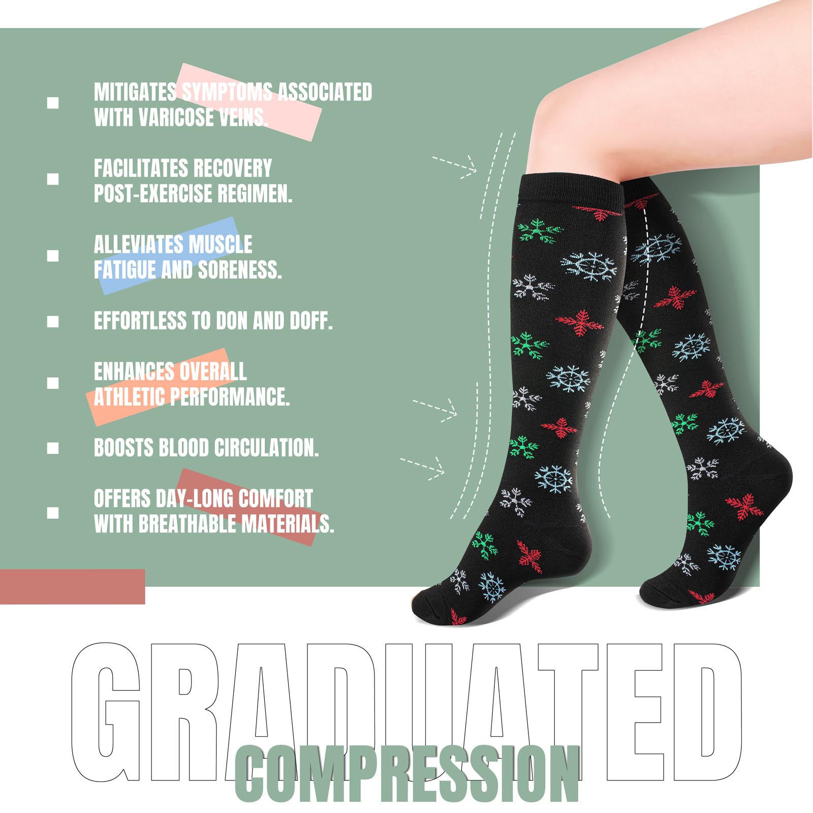 Bropite 8 Pairs Compression Socks for Women & Men (20-30 mmHg) - Best for Running, Nursing, Travel, Yoga - Improve Blood Circulation & Reduce Swelling - Perfect for Athletes, Nurses & Frequent Flyers