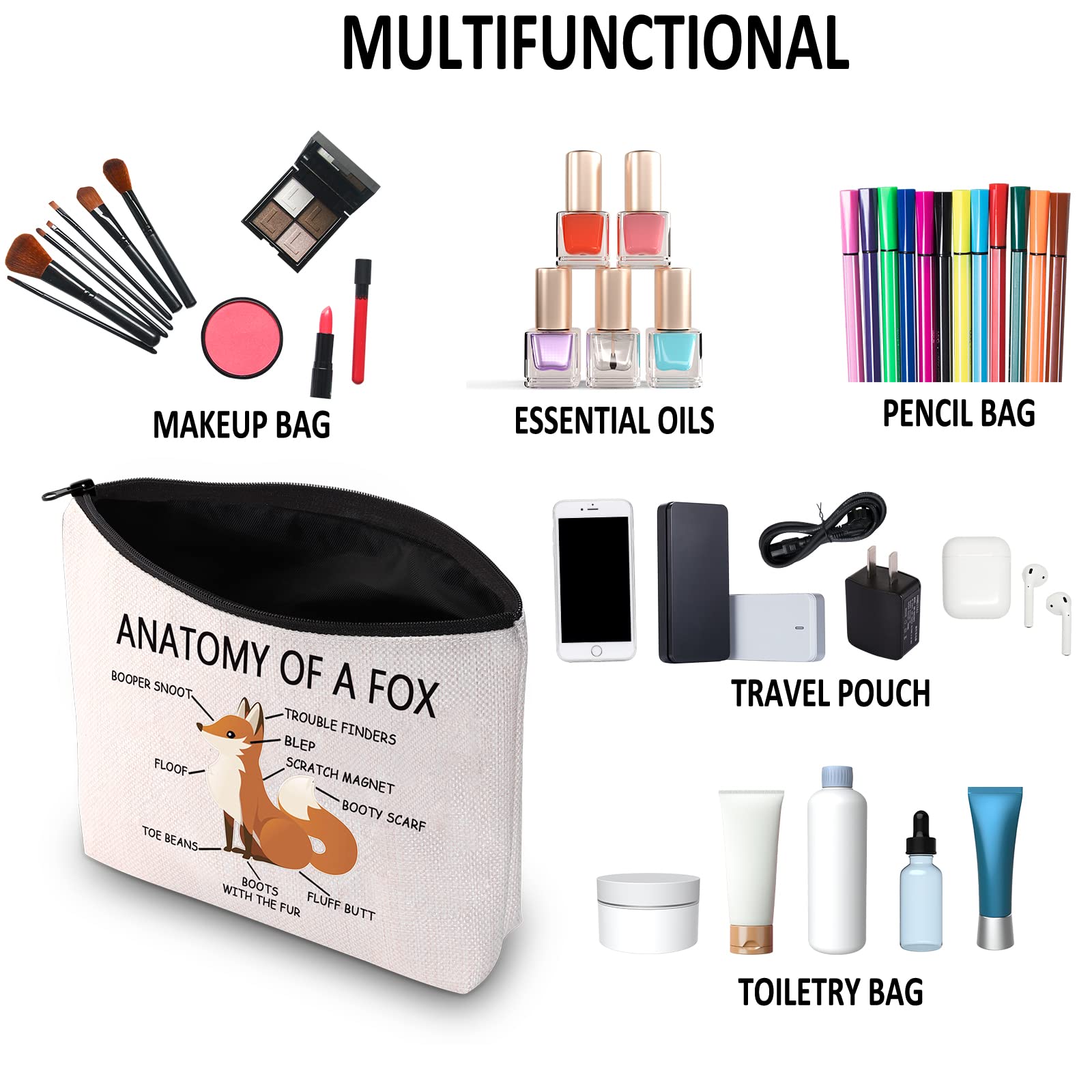 G2TUP White Fox Lover Travel Toiletry Bag - Waterproof Cosmetic Makeup Organizer for Women & Men - Perfect for Vacation, Gym, and Business Trips