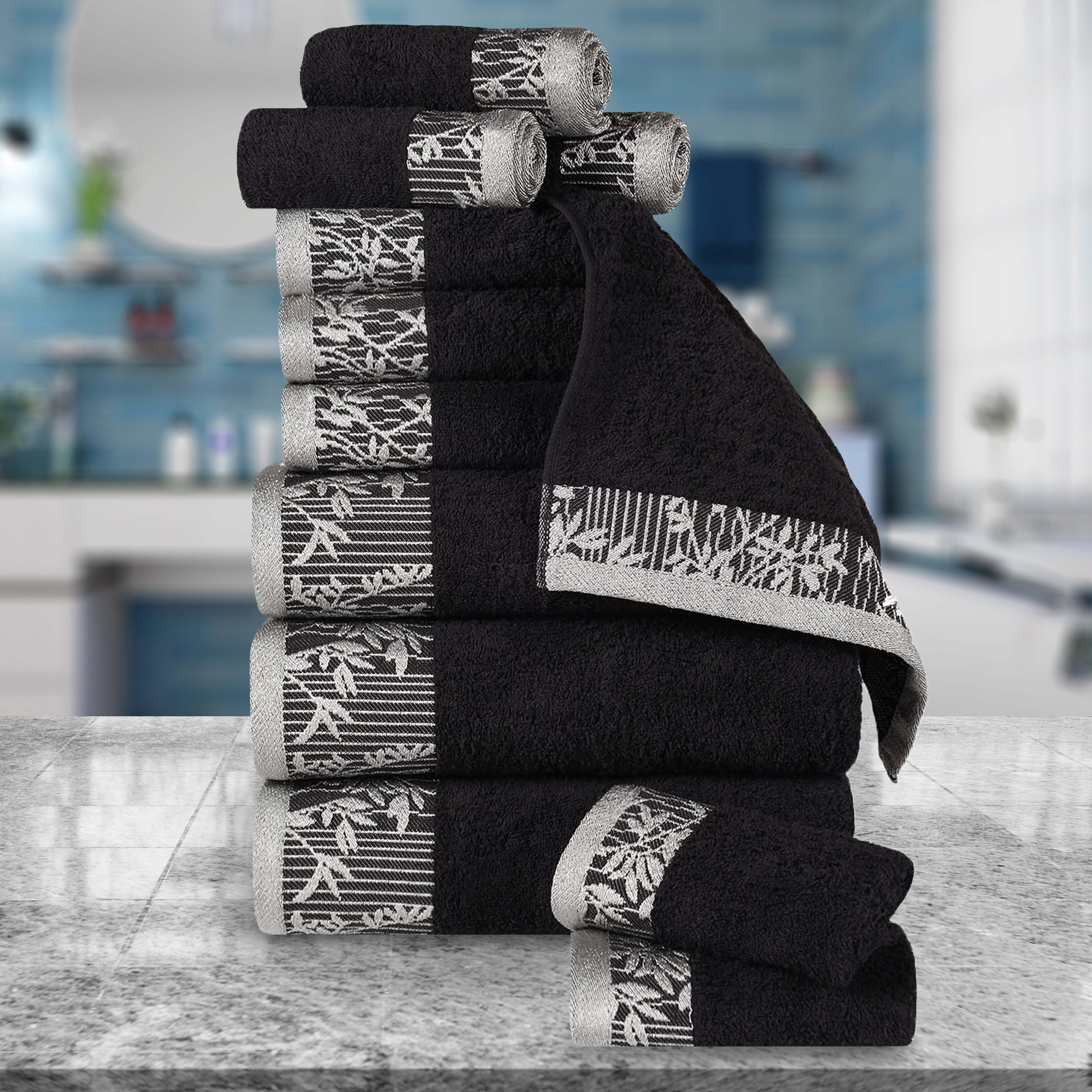 Wisteria Cotton Floral Embroidered Jacquard 12-Piece Luxury Bath Towel Set | Soft & Absorbent | Perfect for Bathroom, Spa & Guest Room Decor