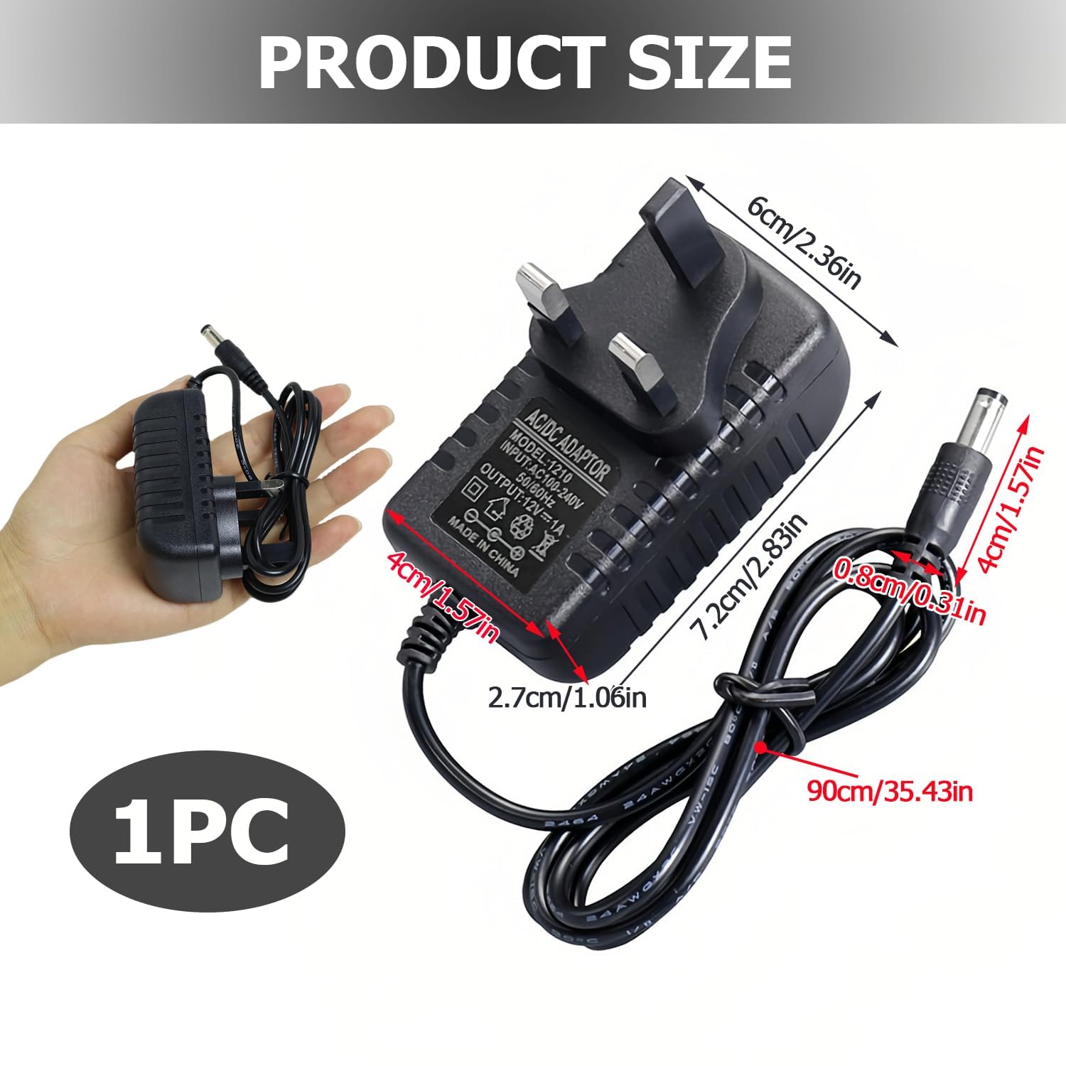 12V 1A Power Adapter - AC 100-240V to DC 12V 1A 12W UK Plug Wall Charger with 5.5x2.1mm Tip - Universal Power Supply for LED Strip Lights, CCTV Cameras, Routers, Monitors & Hubs - Perfect for Home Security Systems & Smart Lighting Installations
