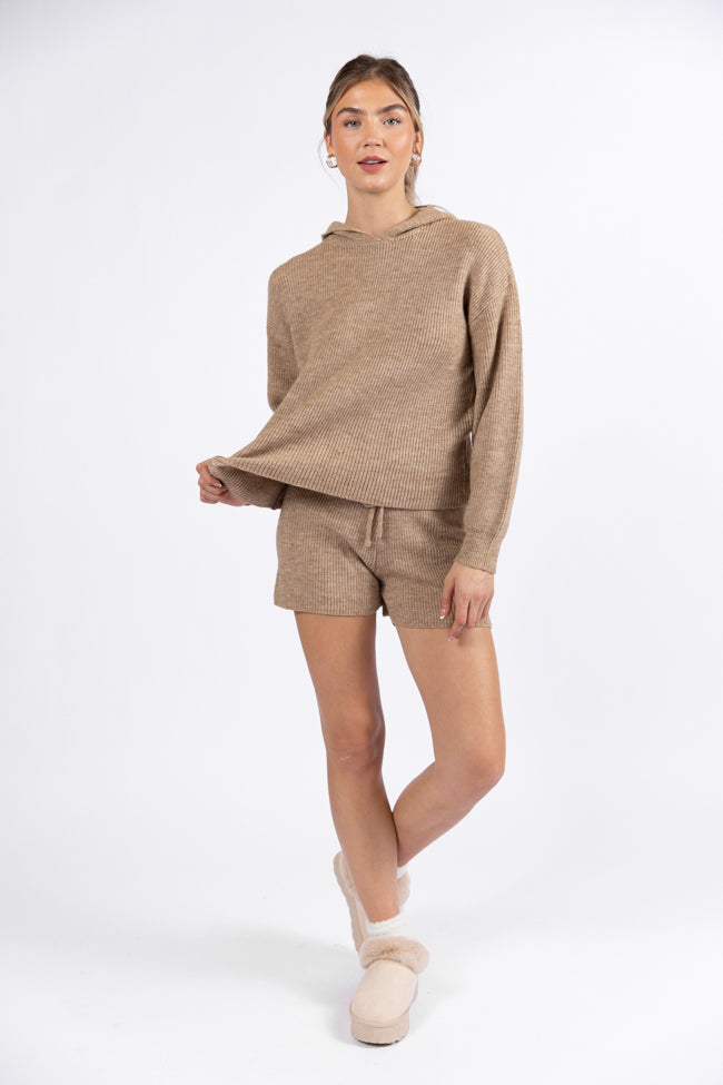 Cloud Chaser Mocha Sweater Knit Hoodie for Women - Cozy Winter Pullover with Hood - Perfect for Casual Outfits & Coffee Dates