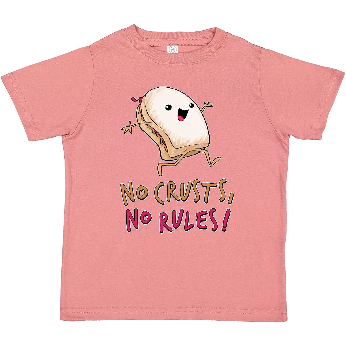 Inktastic No Crusts, No Rules - Funny PB&J Sandwich Graphic Toddler T-Shirt for Boys & Girls | Playful Kids Outfit for Daycare, Playdates & Family Fun