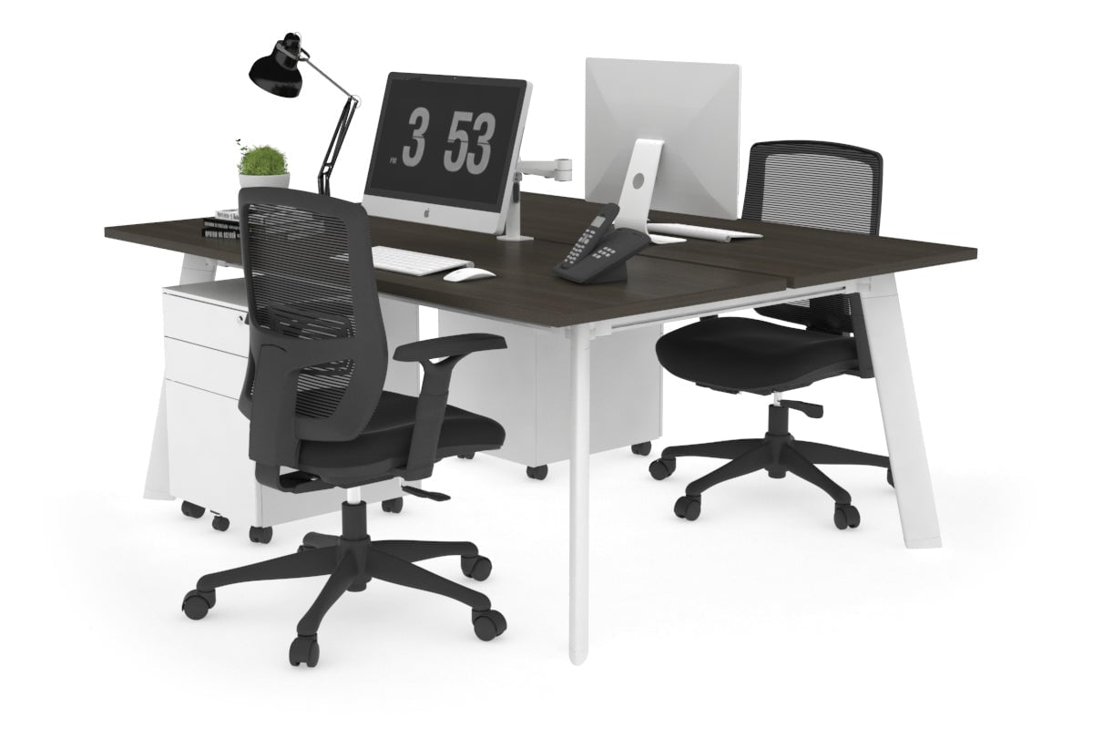 2 Person Workstation with White Frame - 1400L x 700W - Ideal for Office, Home Office & Collaborative Workspaces