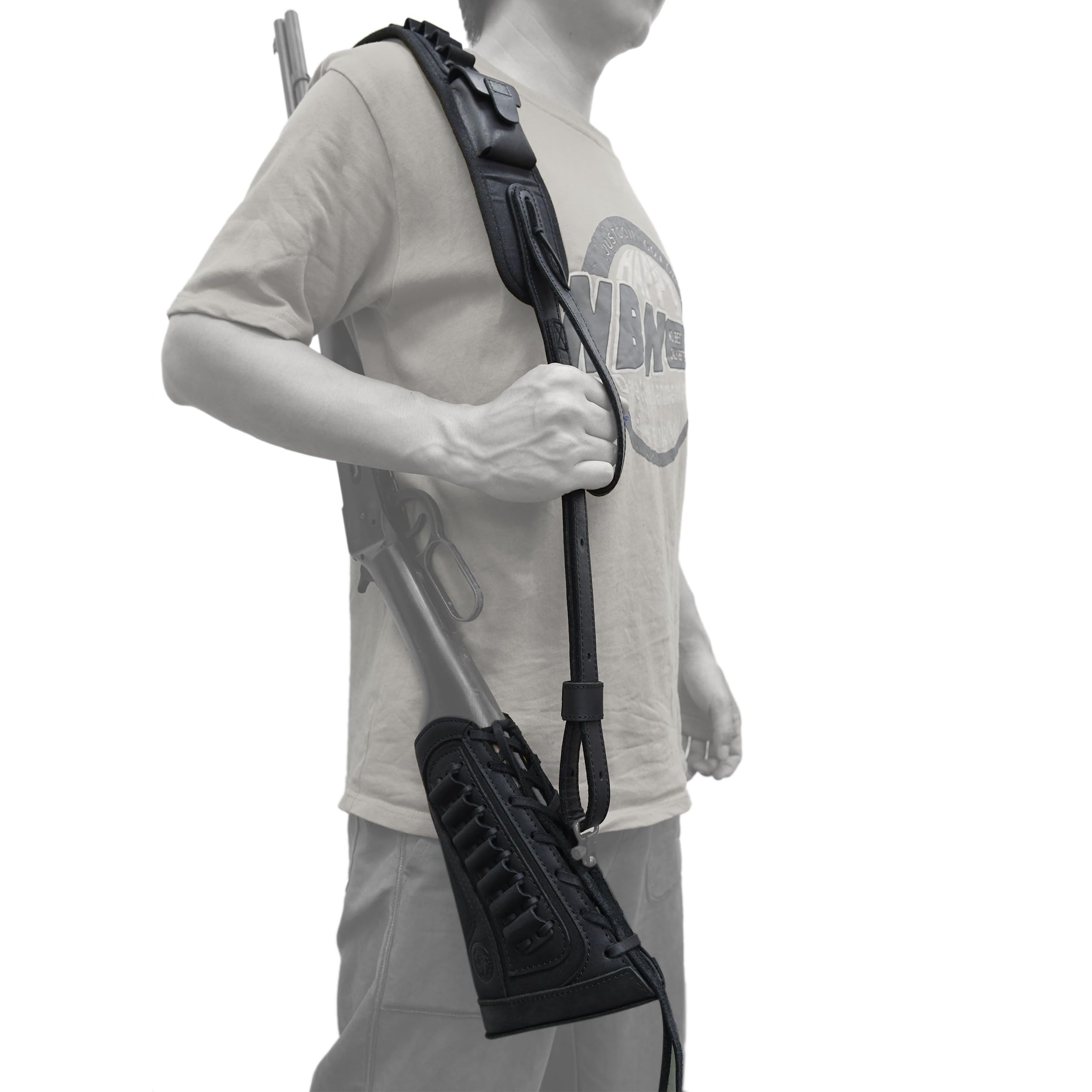 Tactical Gun Buttstock Cheek Rest Pad with Shell Holder & Sling - Compatible with .308, 30-06, .44MAG - Enhanced Shooting Comfort & Ammo Access for Hunting, Range Practice & Outdoor Adventures