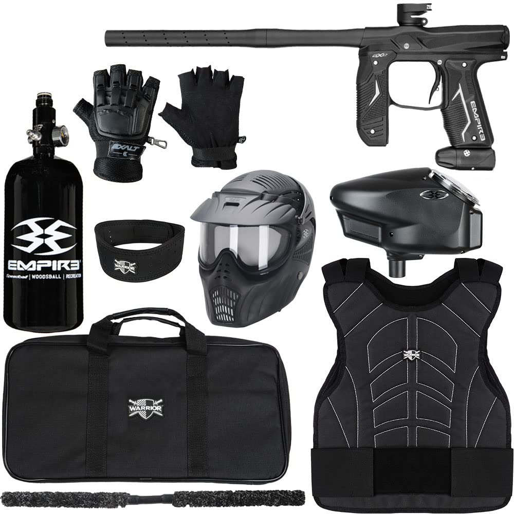 Action Village Empire Axe 2.0 Protector Level 3 Paintball Gun Kit - Complete Package for Tournament & Woodsball Play | Includes Marker, Barrel, Hopper & More