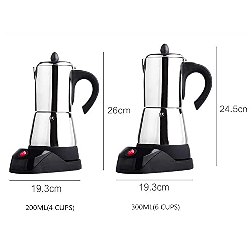 Premium 304 Stainless Steel Electric Geyser & Stovetop Moka Coffee Maker - 300ML Espresso Percolator for Home & Office Use - Perfect for Italian Coffee, Camping & Gifts