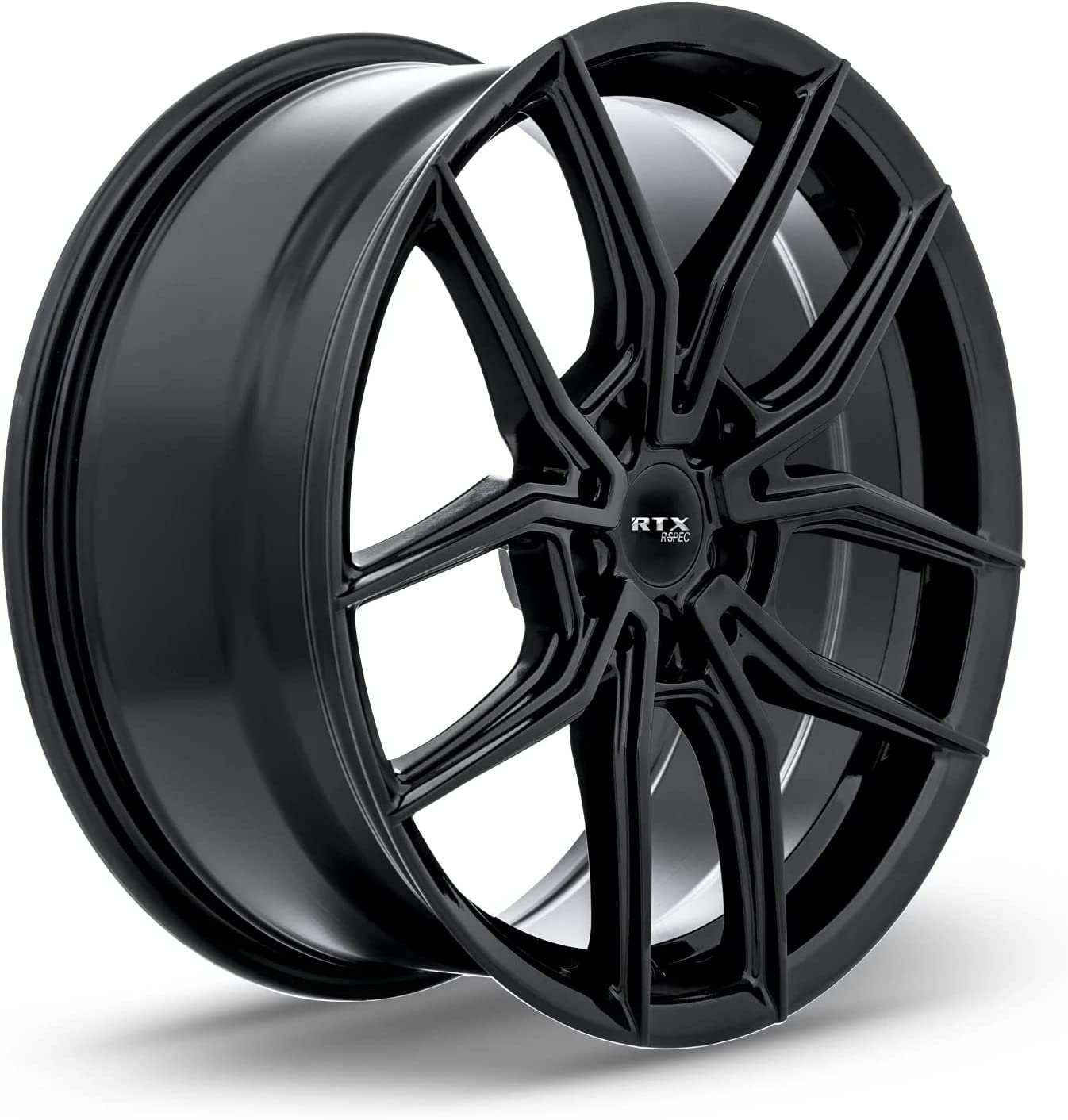 RTX R Spec SW05 17x7.5 Inch Alloy Wheel Rim - Gloss Black, 5x114.3 Bolt Pattern, 35 Offset, 73.1mm Center Bore (Center Caps Included) - Perfect for Honda Civic, Toyota Camry & Nissan Altima Custom Upgrades