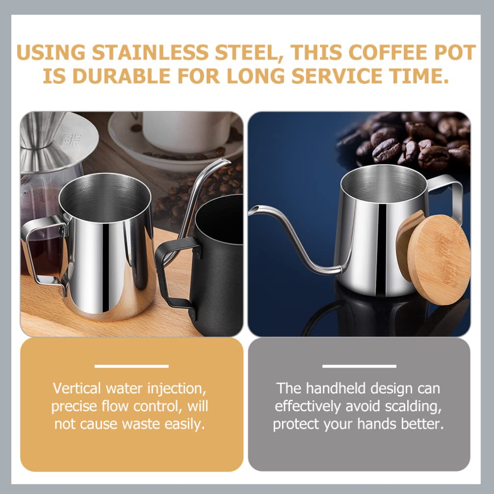 Veemoon Gooseneck Coffee Kettle - Stainless Steel Pour Over Kettle with Narrow Spout for Precise Pouring, Perfect for Espresso, Drip Coffee & Tea Brewing - Wooden Handle & Hanging Ears for Easy Storage - Ideal for Home Baristas & Coffee Enthusiasts