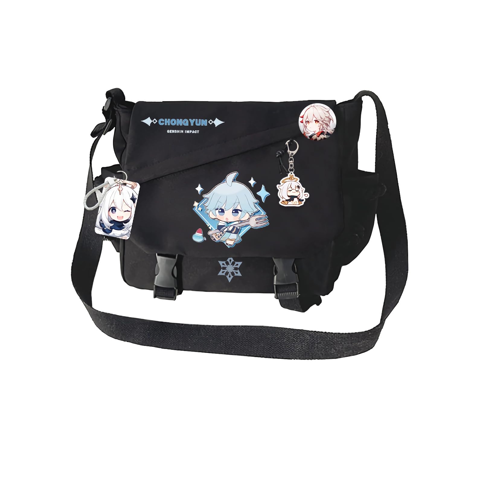 Genshin Impact Kaedehara Kazuha Crossbody Bag - Anime Gaming Shoulder Bag for Adults, Black Cosplay Purse | Perfect for Conventions, Travel & Daily Use