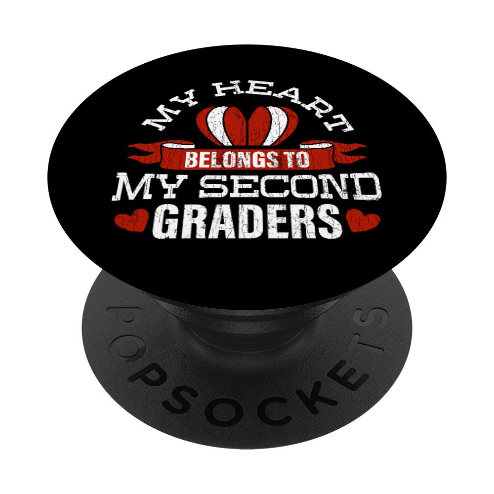 Funny Valentine's Day Gift for Women Teachers - 2nd Grade PopSockets PopGrip | Swappable Phone & Tablet Grip | Perfect for Classroom, School & Everyday Use