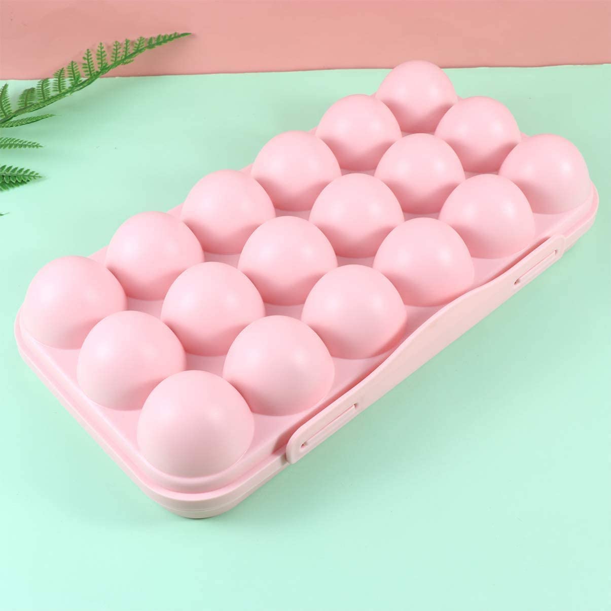 TGOPIT 18-Grid BPA-Free Plastic Egg Holder for Refrigerator - Stackable Fridge Organizer with Lid, Space-Saving Egg Storage Container (Pink) - Perfect for Kitchen Organization, Breakfast Meal Prep & Refrigerator Storage Solutions