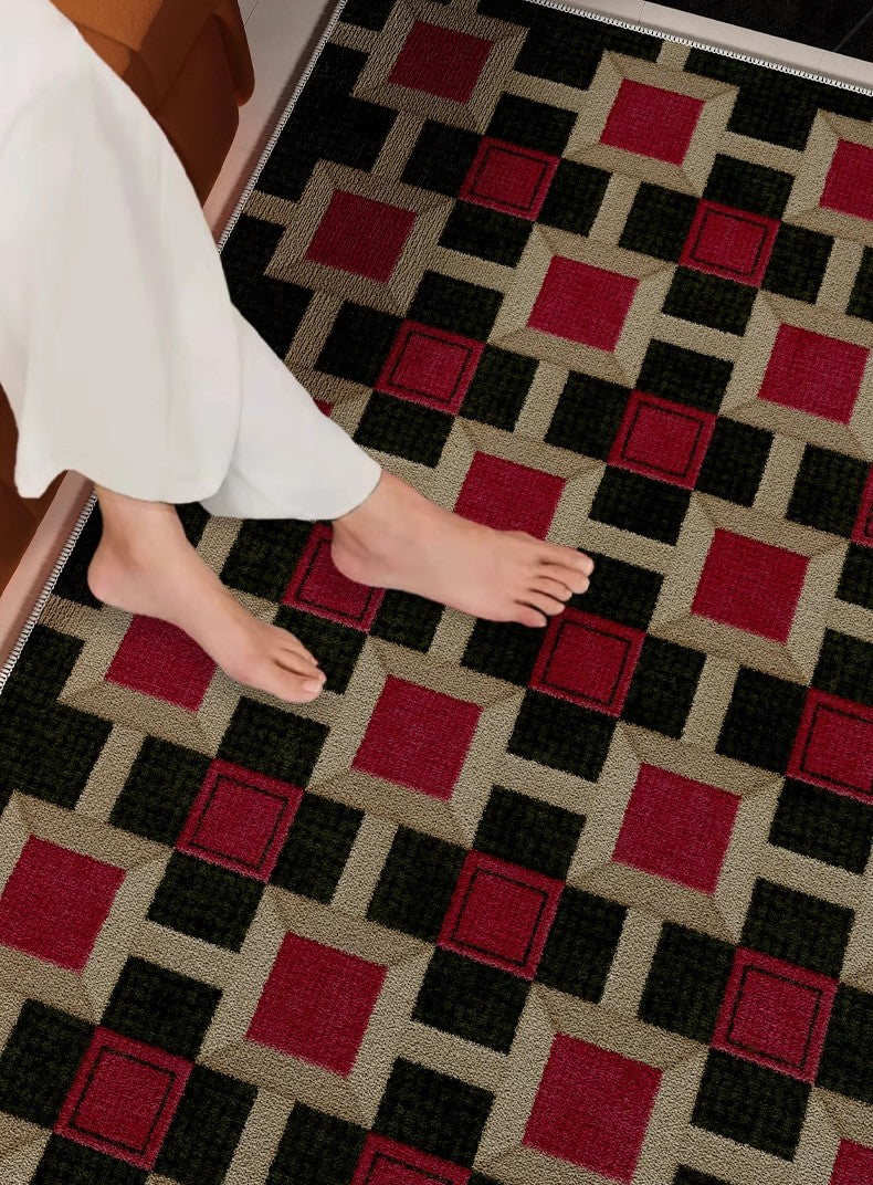 Modern Red Area Rugs for Bedroom, Mid Century Abstract Carpet for Living Room, Dining Room & Under Coffee Table – Soft Floor Mat for Home Decor & Cozy Spaces