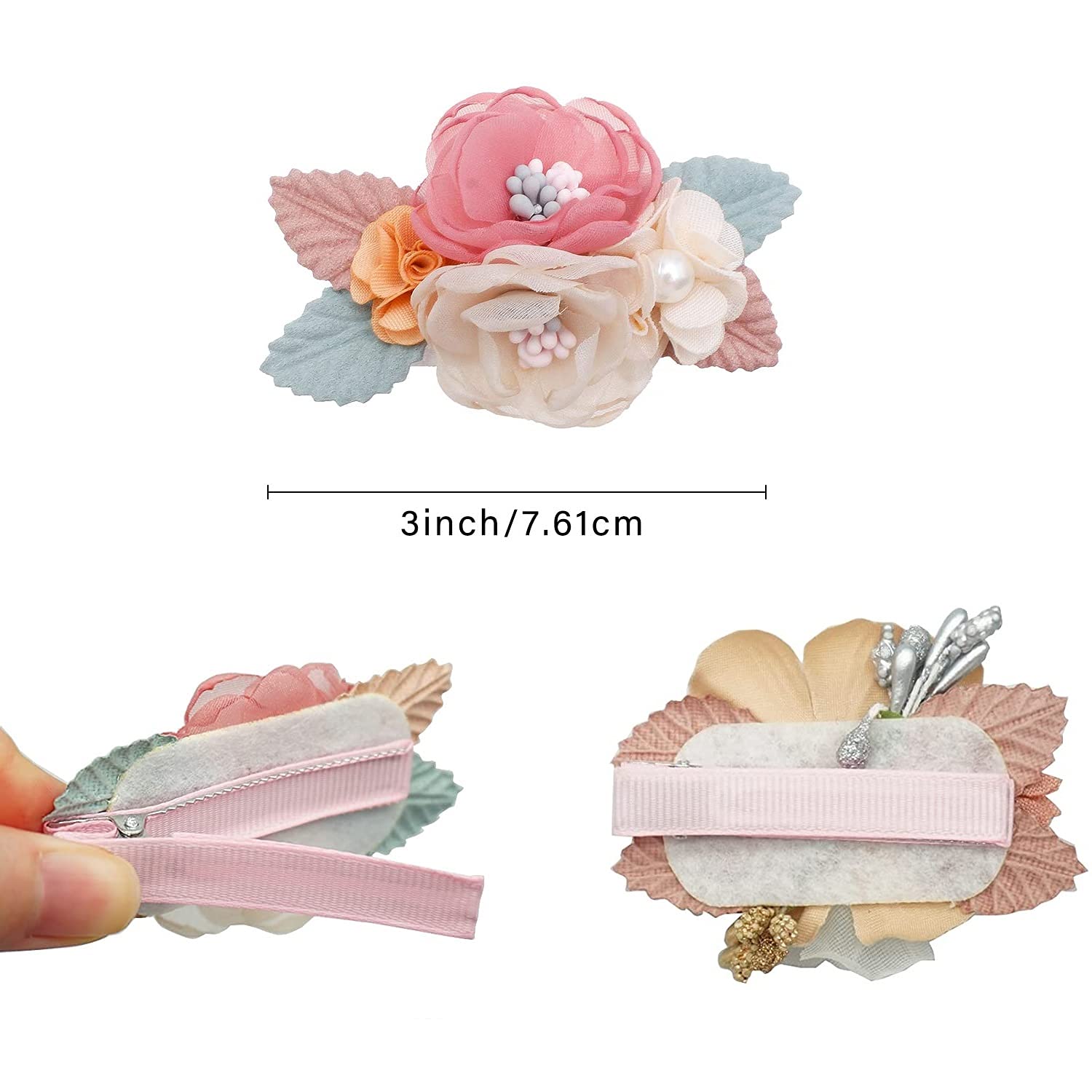 6Pcs Floral Hair Clips Set for Girls - Cute Flower Hair Bows for Baby, Toddler & Teen Girls - Perfect Hair Accessories Gift (Flower Style-J) - Great for Parties, School & Daily Wear