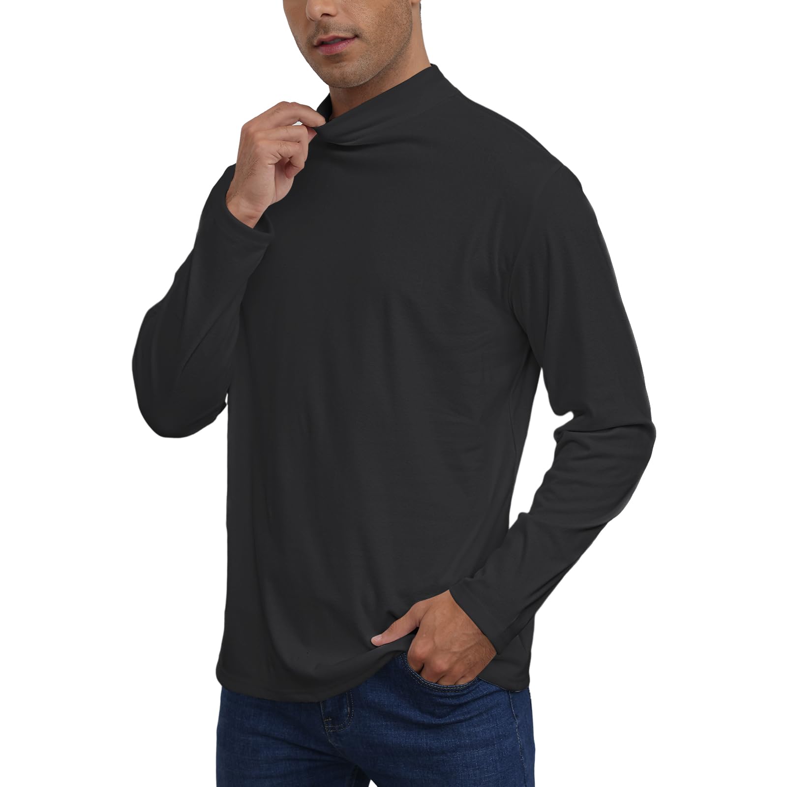 Men's Casual Mock Turtleneck Long Sleeve Thermal Shirt - Stretchy Pullover Lightweight Sweater Top for Layering & Winter Wear | Perfect for Office, Travel & Outdoor Activities