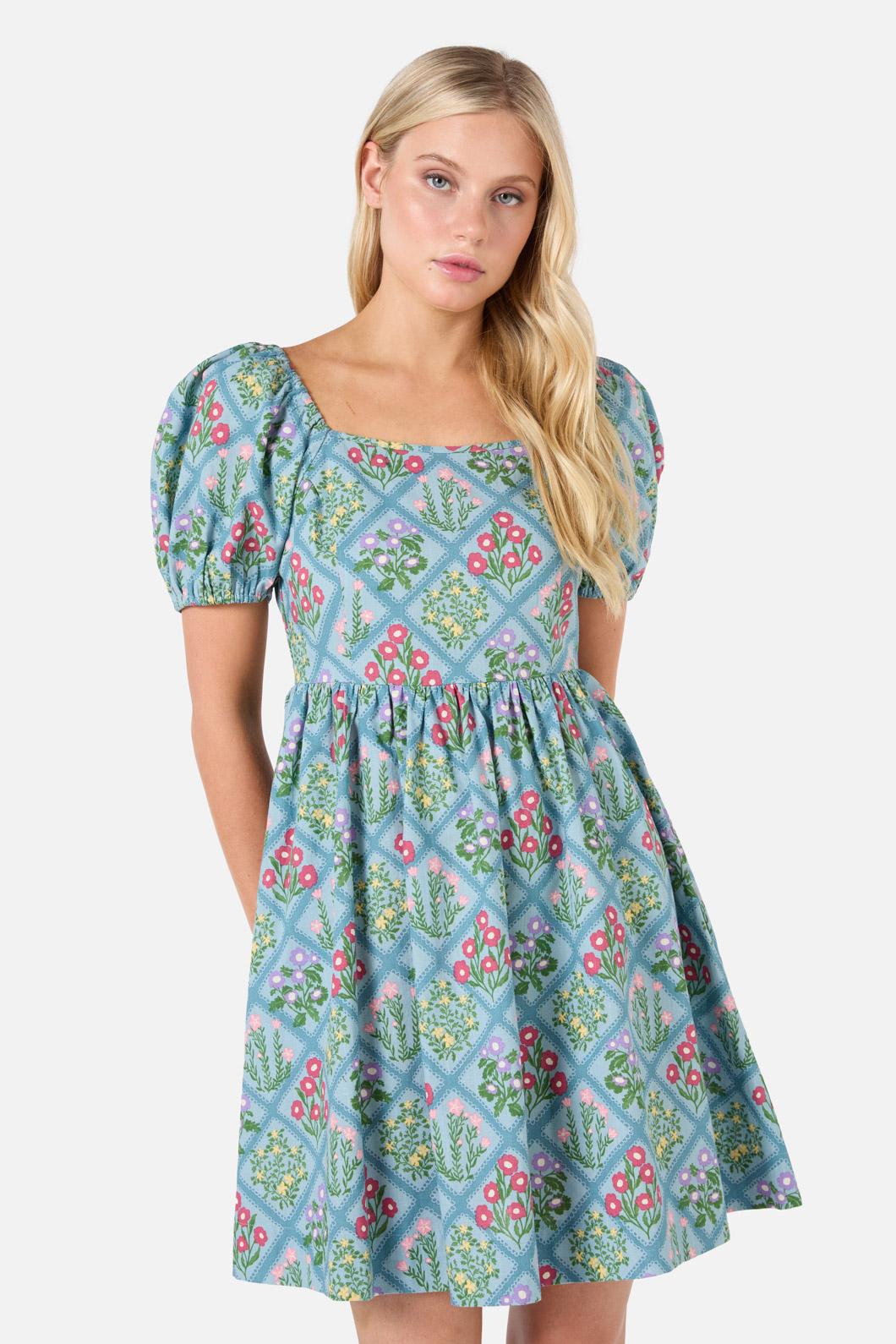 Lattice Floral Mini Dress for Women - Summer Boho Chic Short Dress with Floral Lace Pattern - Perfect for Beach Vacations, Date Nights & Outdoor Parties