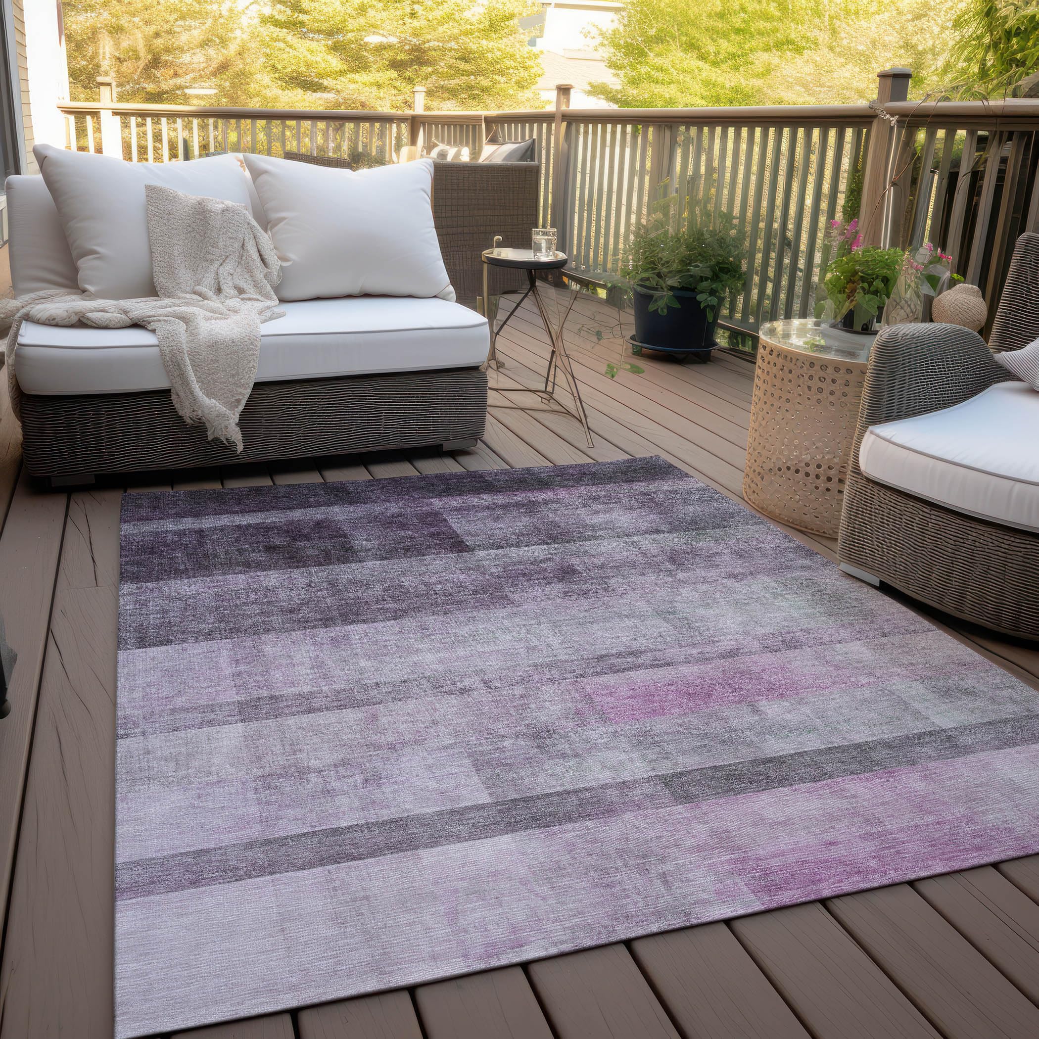Addison Rugs Chantille ACN568 Purple 8' x 10' Indoor Outdoor Area Rug - Stain Resistant, Machine Washable, Non-Shedding - Perfect for Bedroom, Living Room, Dining Room & Kitchen - Great for Patio, Deck and High Traffic Areas
