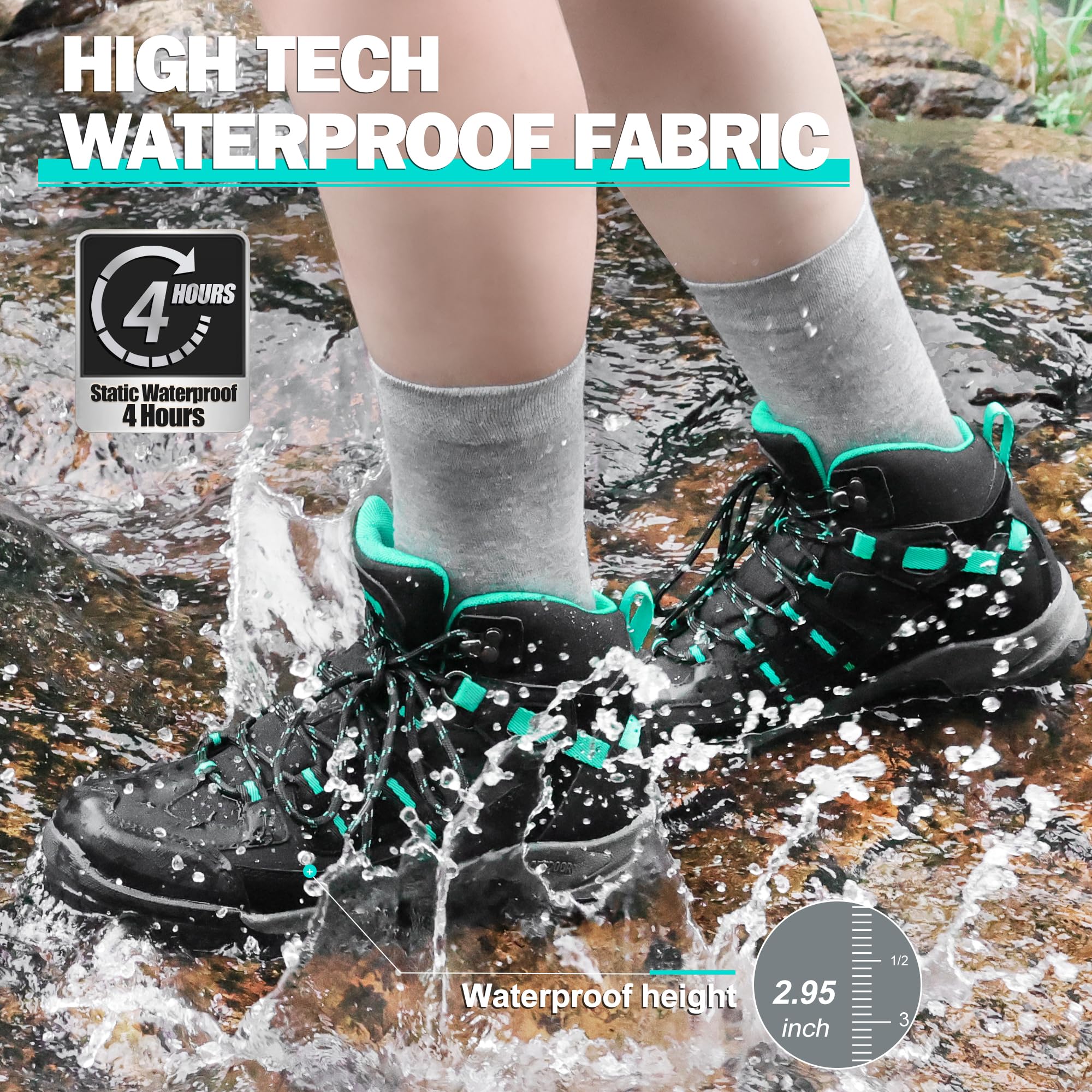 Waterproof Women's Hiking Boots - Non-Slip Outdoor Walking Shoes for Women | Comfortable & Durable Trail Boots for Hiking, Camping & Mountain Climbing